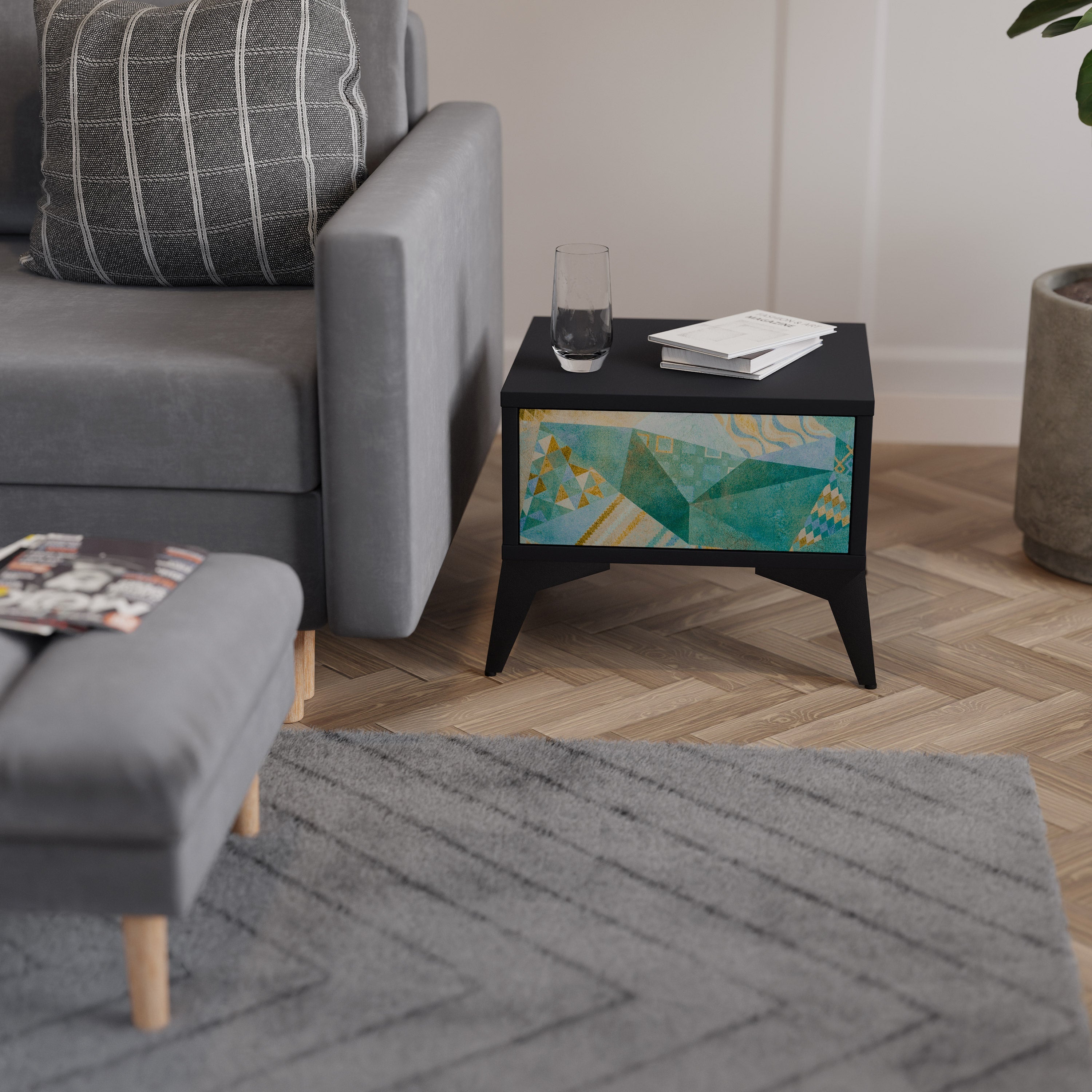 SPECTRUM SPLENDOR Mesa de Cabeceira em Acabamento Preto