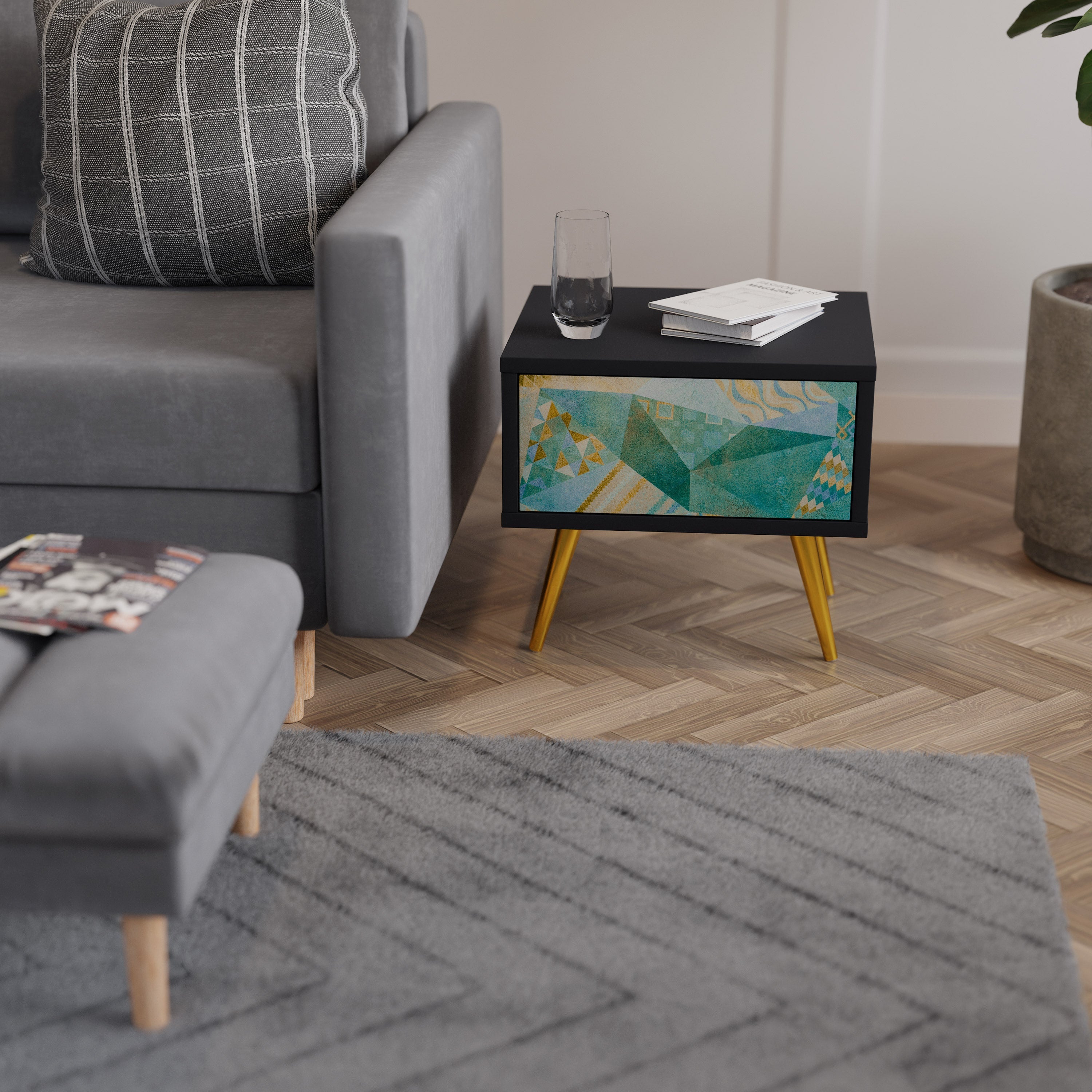 SPECTRUM SPLENDOR Mesa de Cabeceira em Acabamento Preto