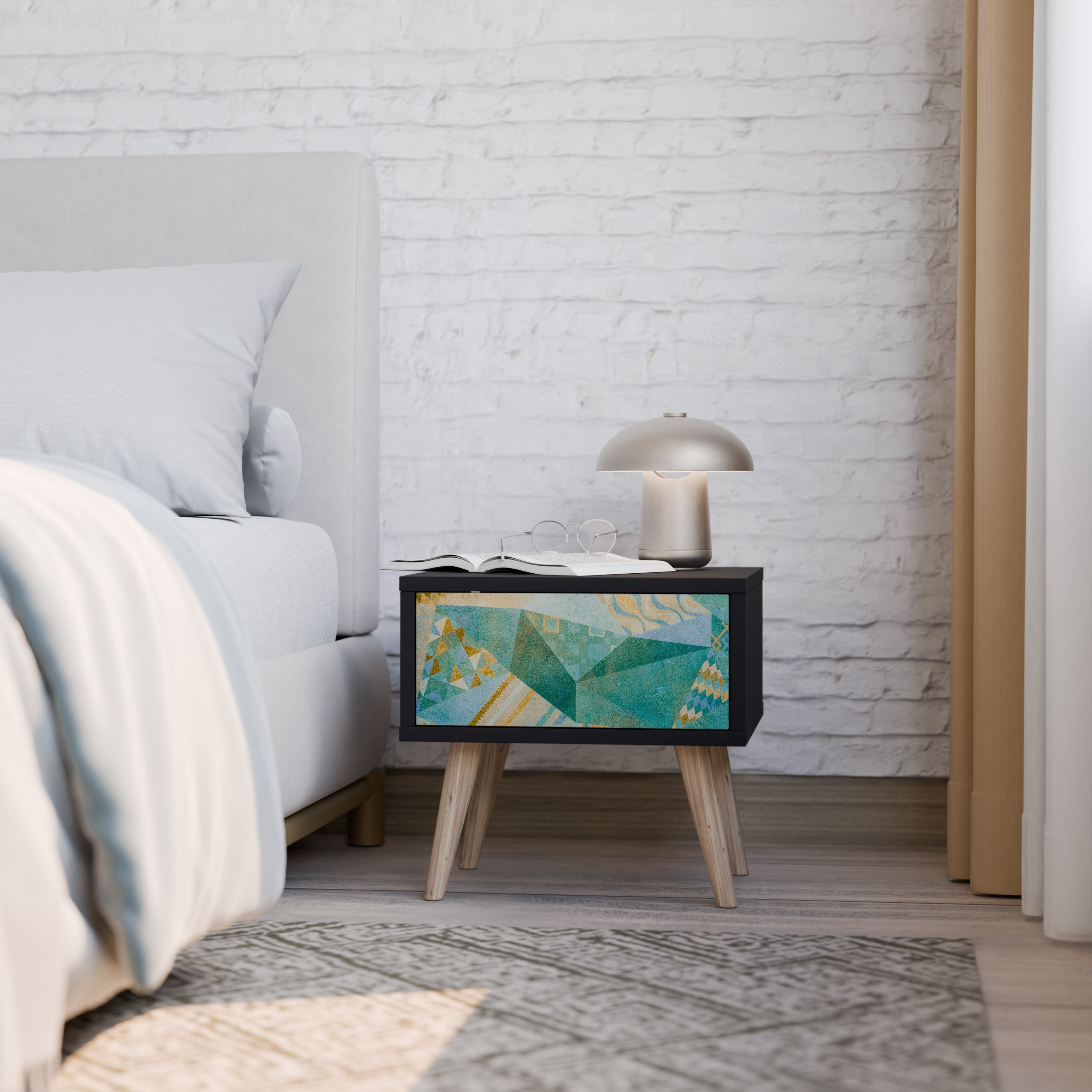 SPECTRUM SPLENDOR Mesa de Cabeceira em Acabamento Preto