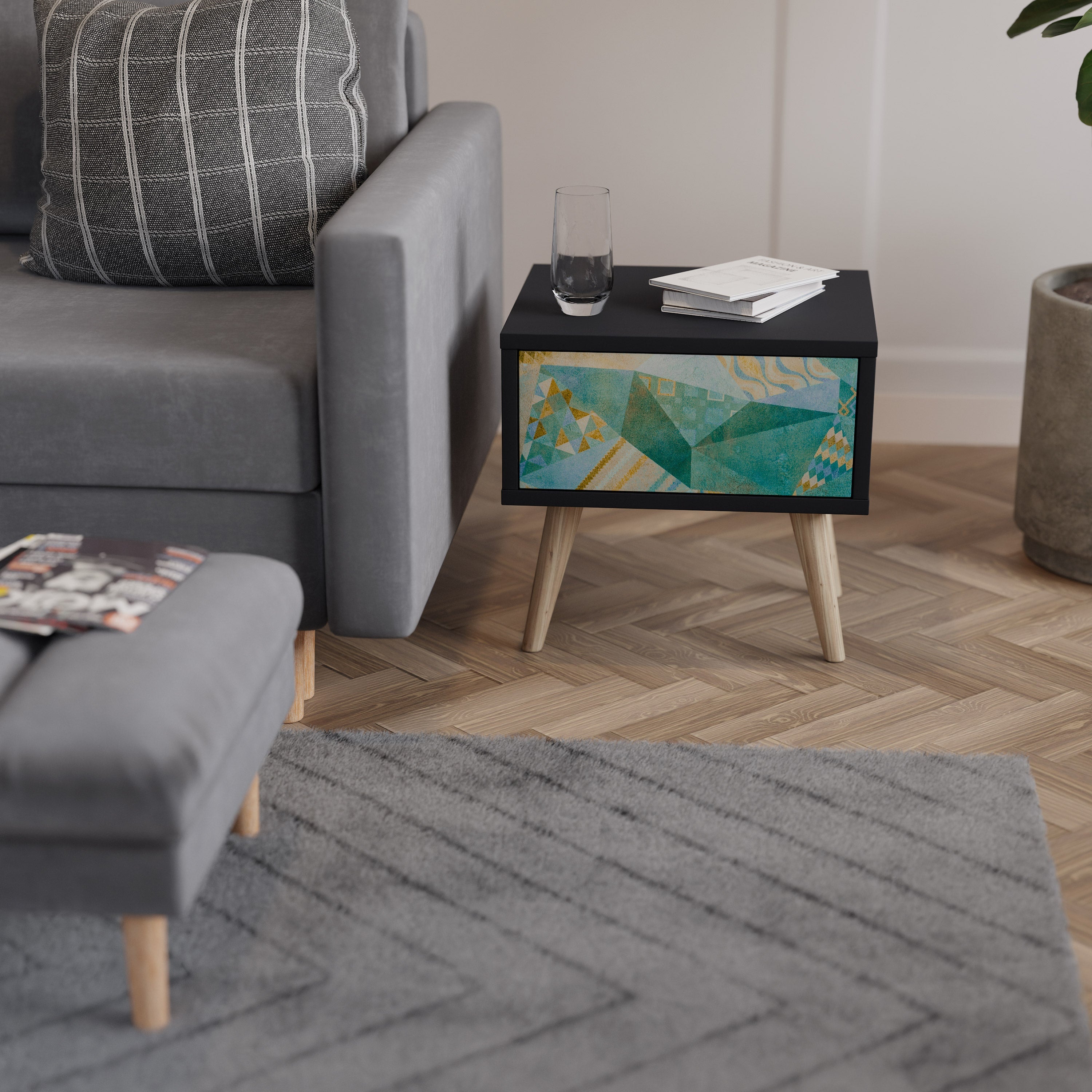 SPECTRUM SPLENDOR Mesa de Cabeceira em Acabamento Preto