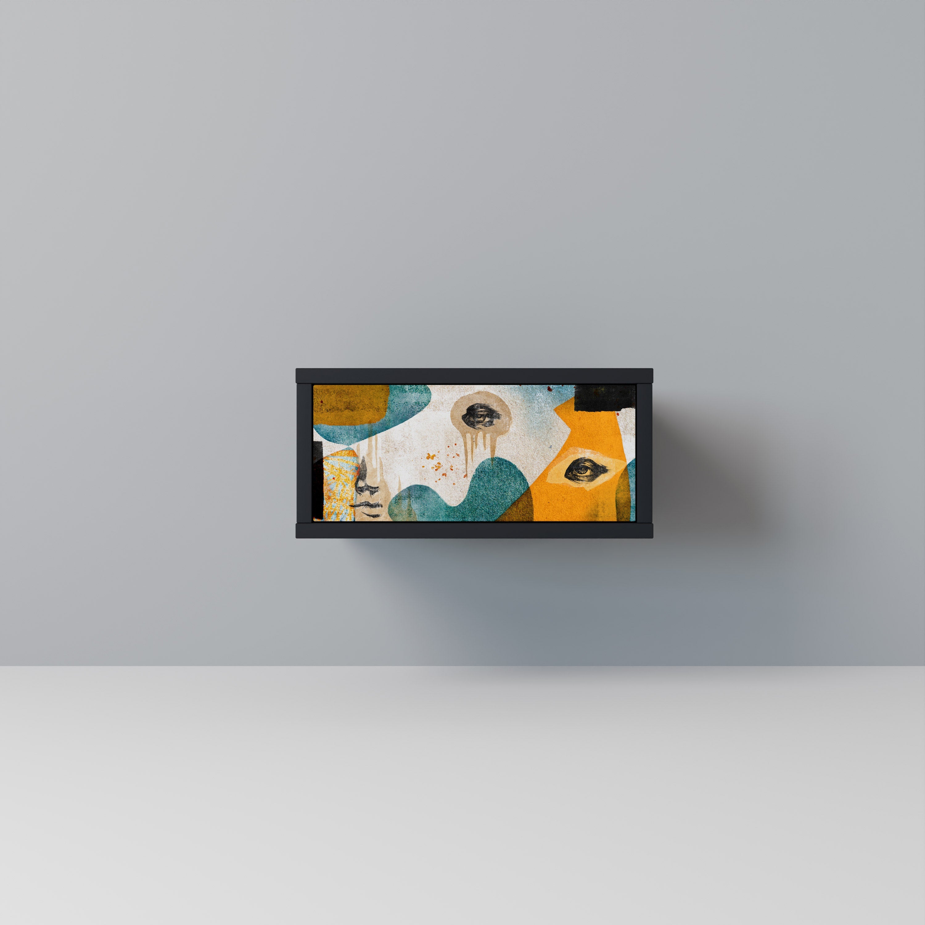 ABSTRACT FACES Mesa de Cabeceira em Acabamento Preto