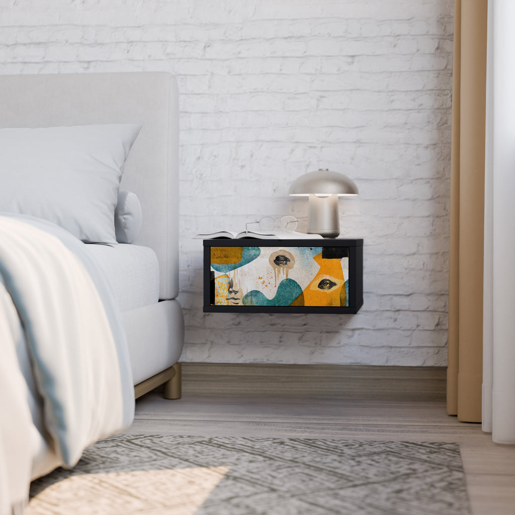 ABSTRACT FACES Mesa de Cabeceira em Acabamento Preto