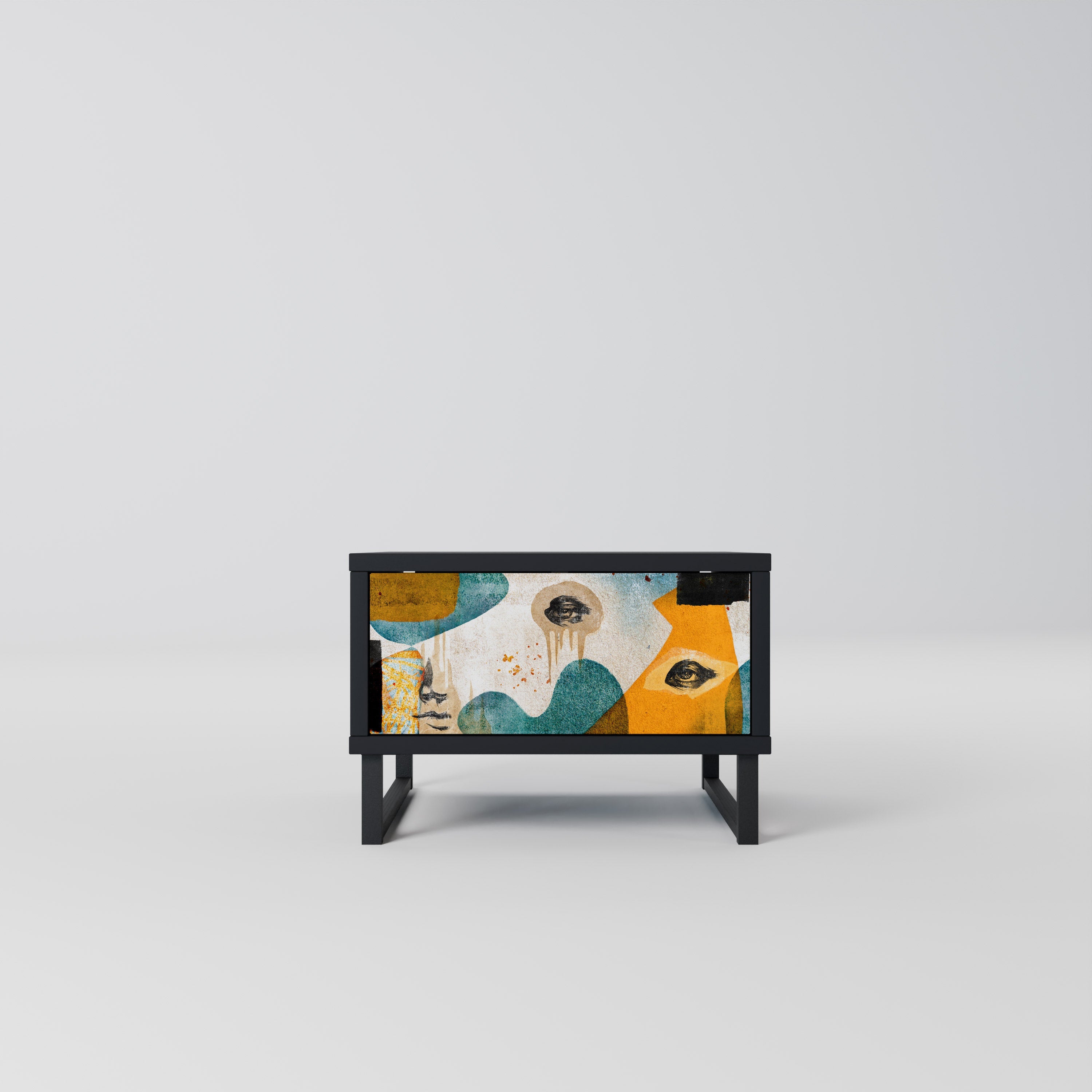 ABSTRACT FACES Mesa de Cabeceira em Acabamento Preto