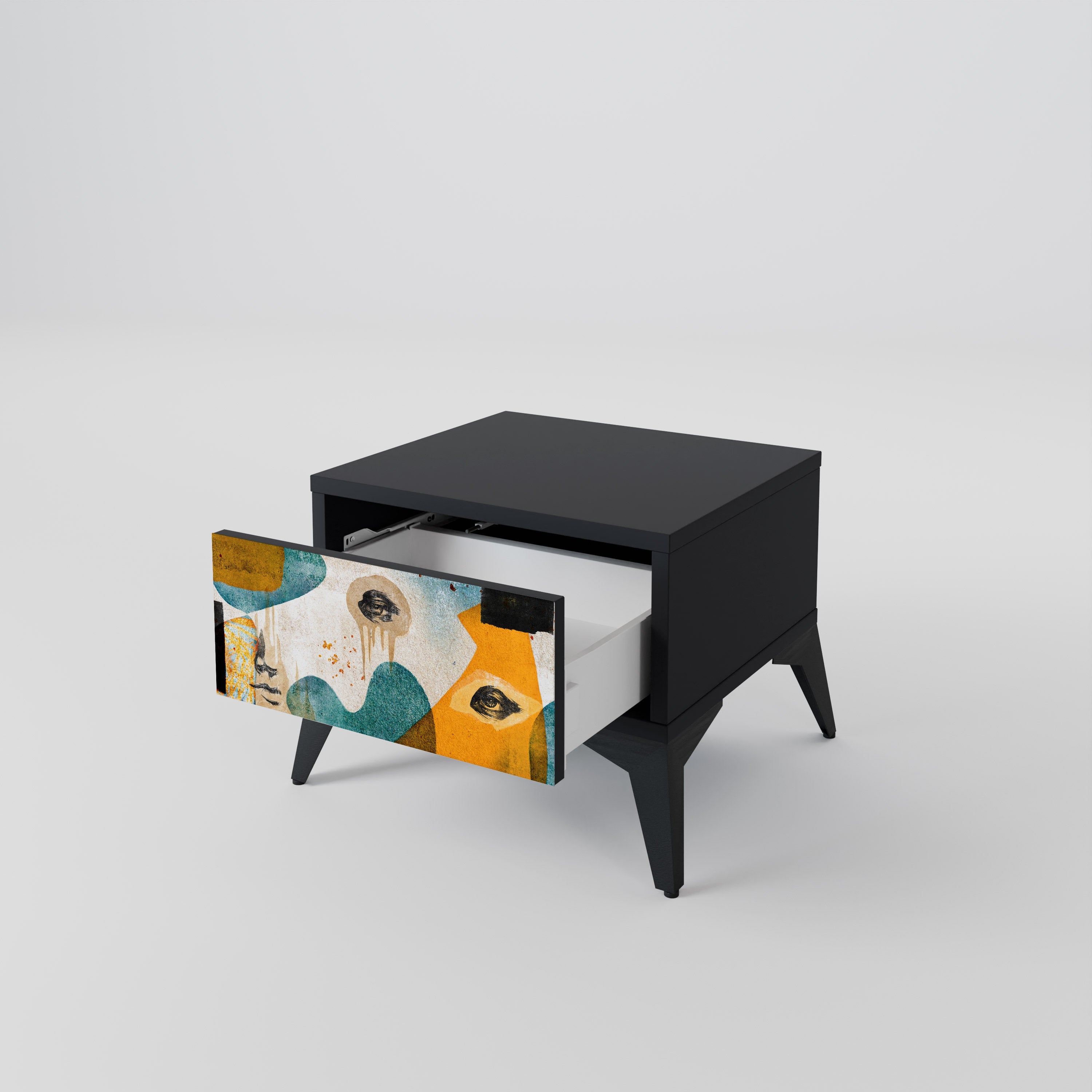ABSTRACT FACES Mesa de Cabeceira em Acabamento Preto