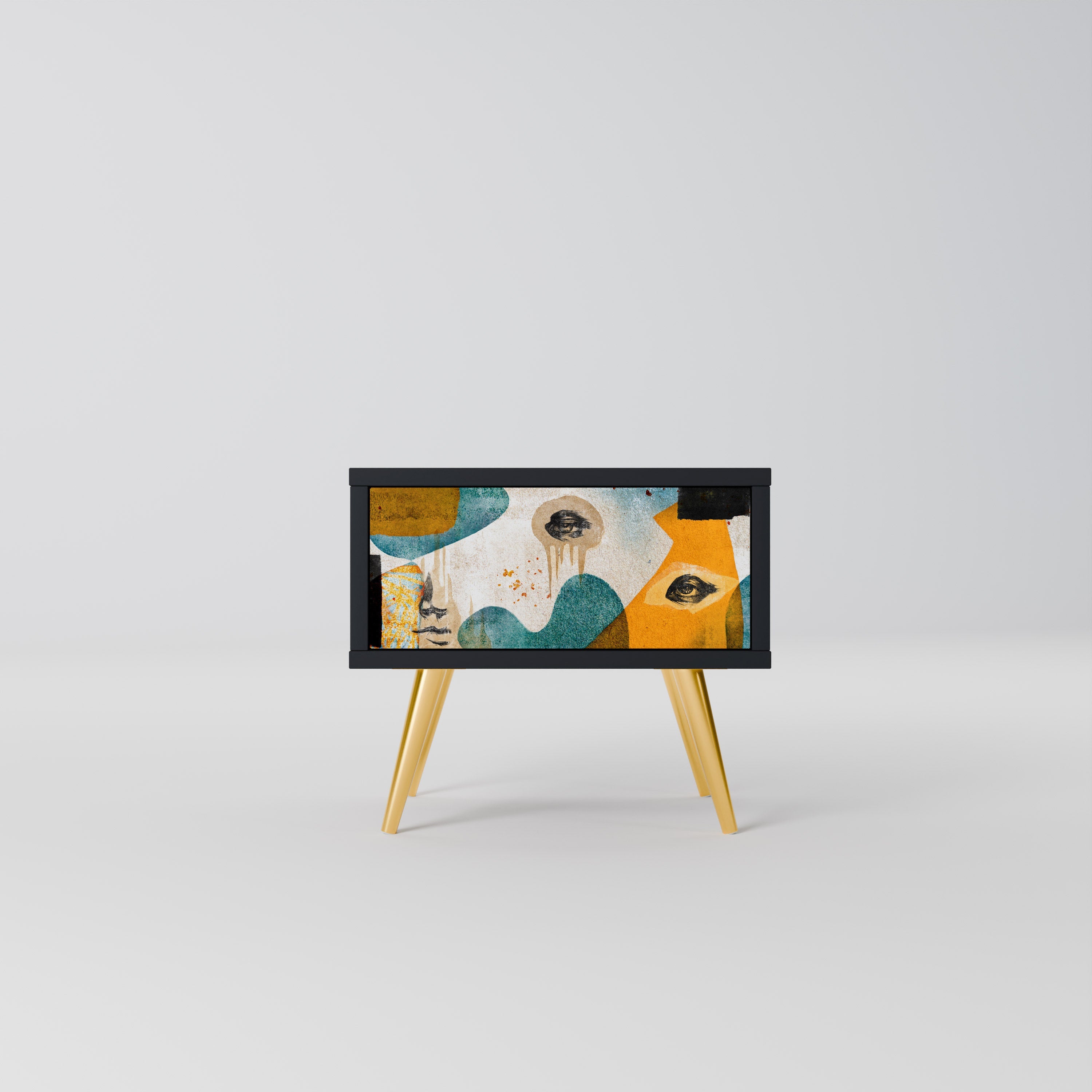 ABSTRACT FACES Mesa de Cabeceira em Acabamento Preto