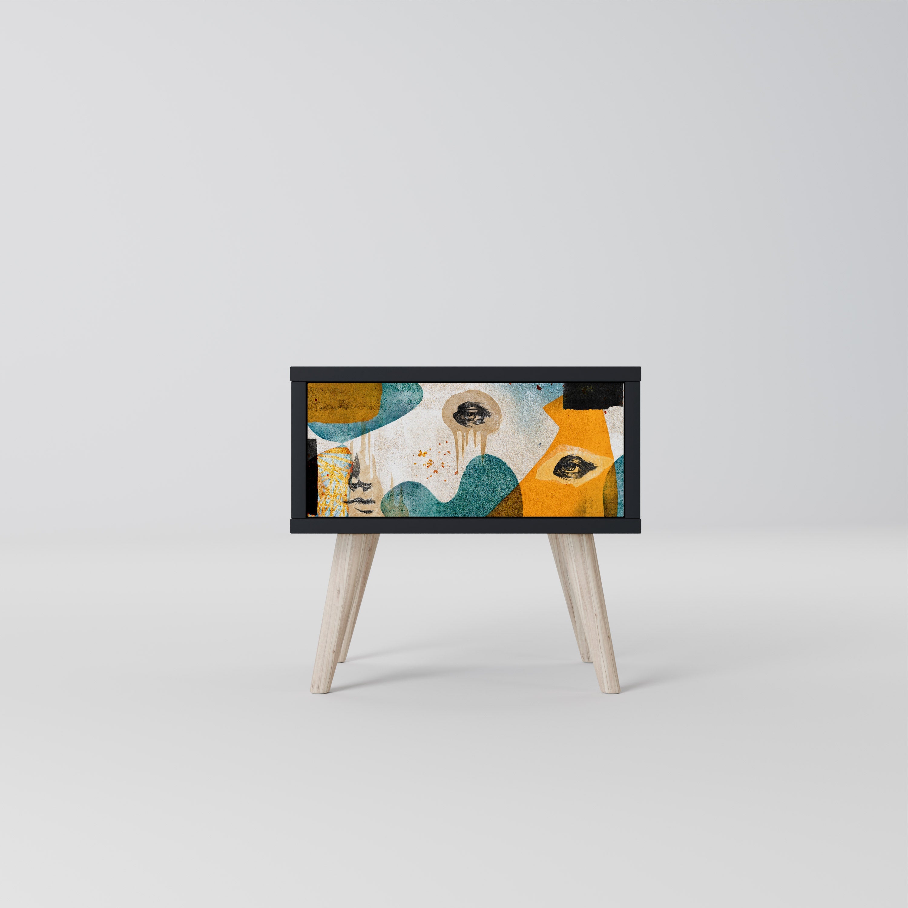 ABSTRACT FACES Mesa de Cabeceira em Acabamento Preto