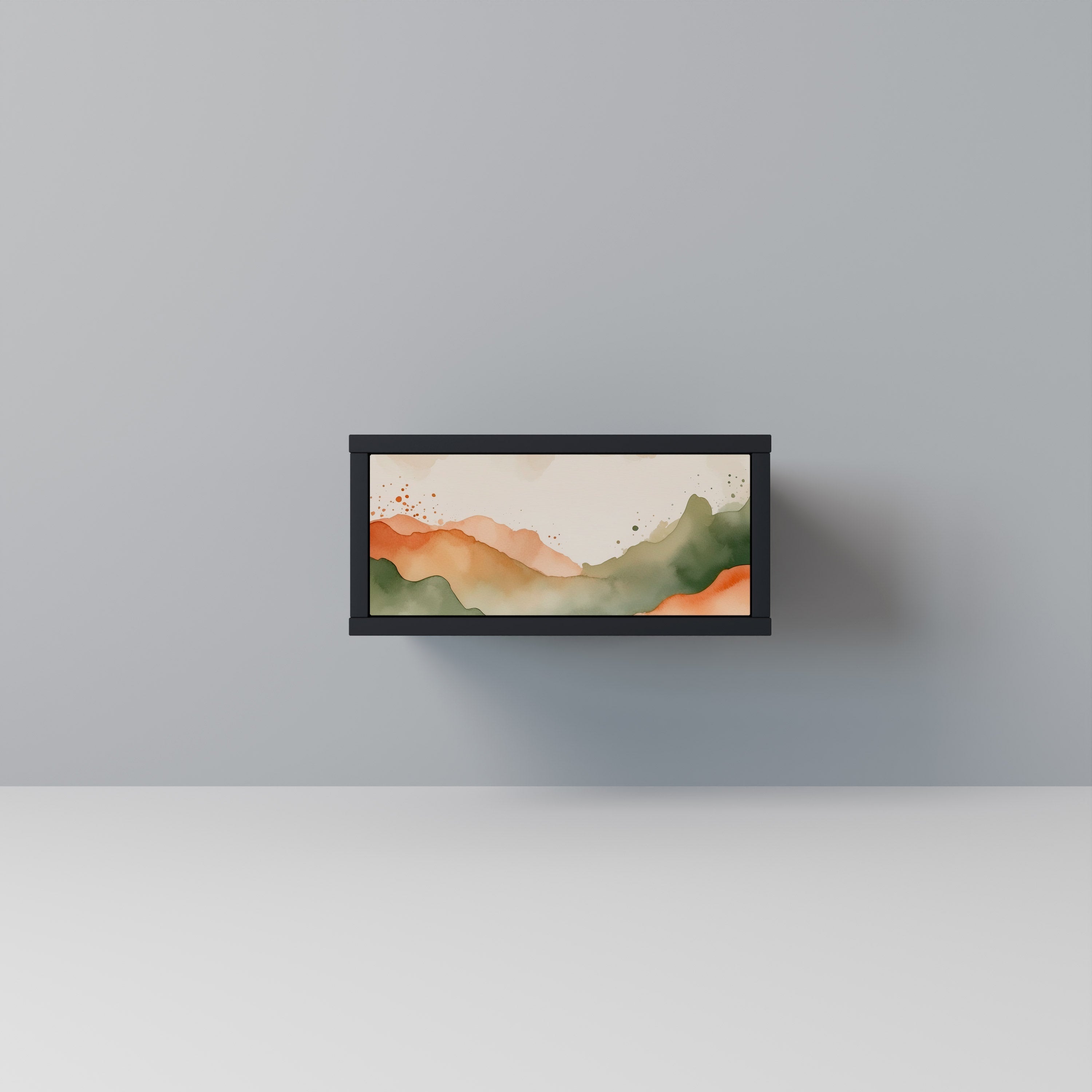 WATERCOLOUR PEAKS Mesa de Cabeceira em Acabamento Preto