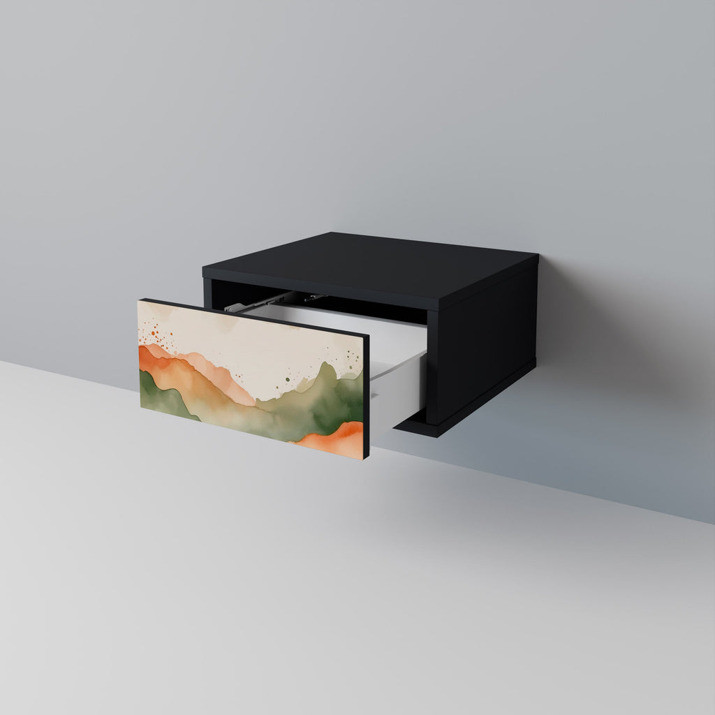 WATERCOLOUR PEAKS Nightstand in Black Finish