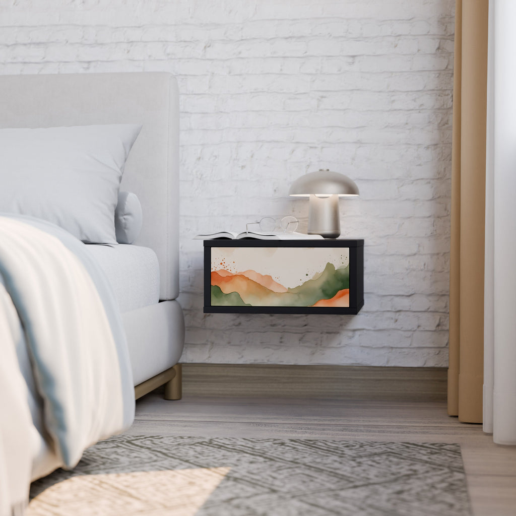 WATERCOLOUR PEAKS Nightstand in Black Finish