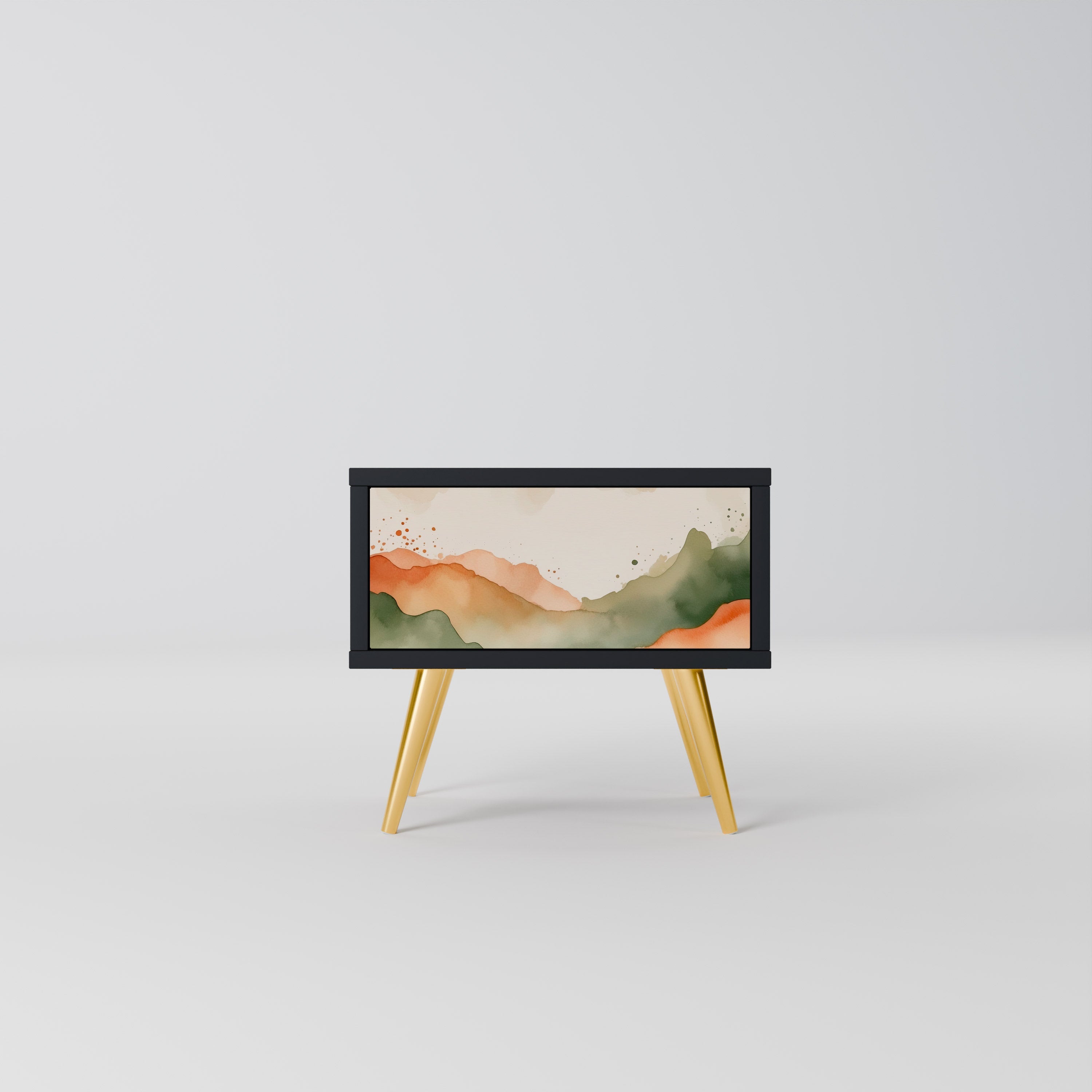 WATERCOLOUR PEAKS Mesa de Cabeceira em Acabamento Preto