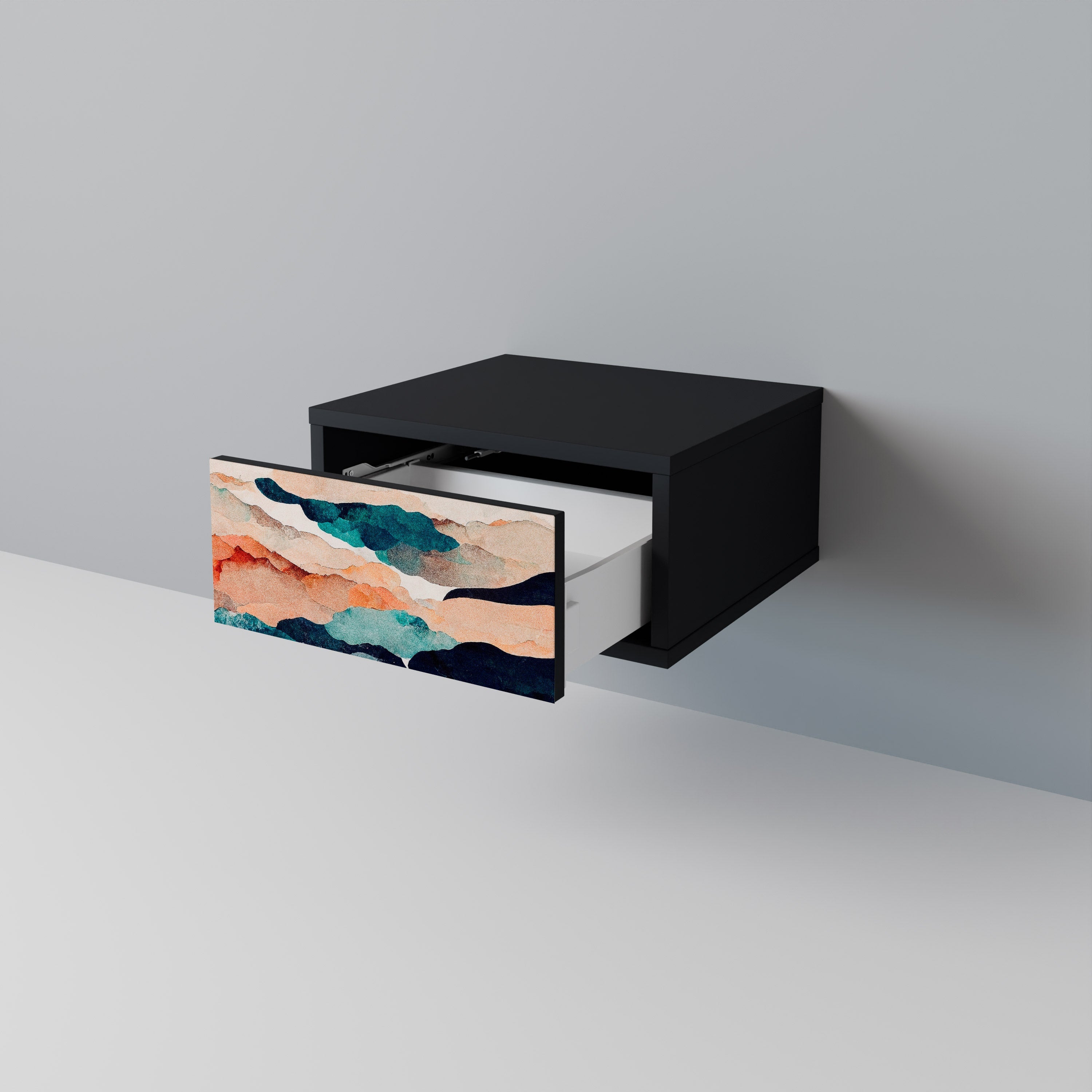 ABSTRACT LANDSCAPE Mesa de Cabeceira em Acabamento Preto
