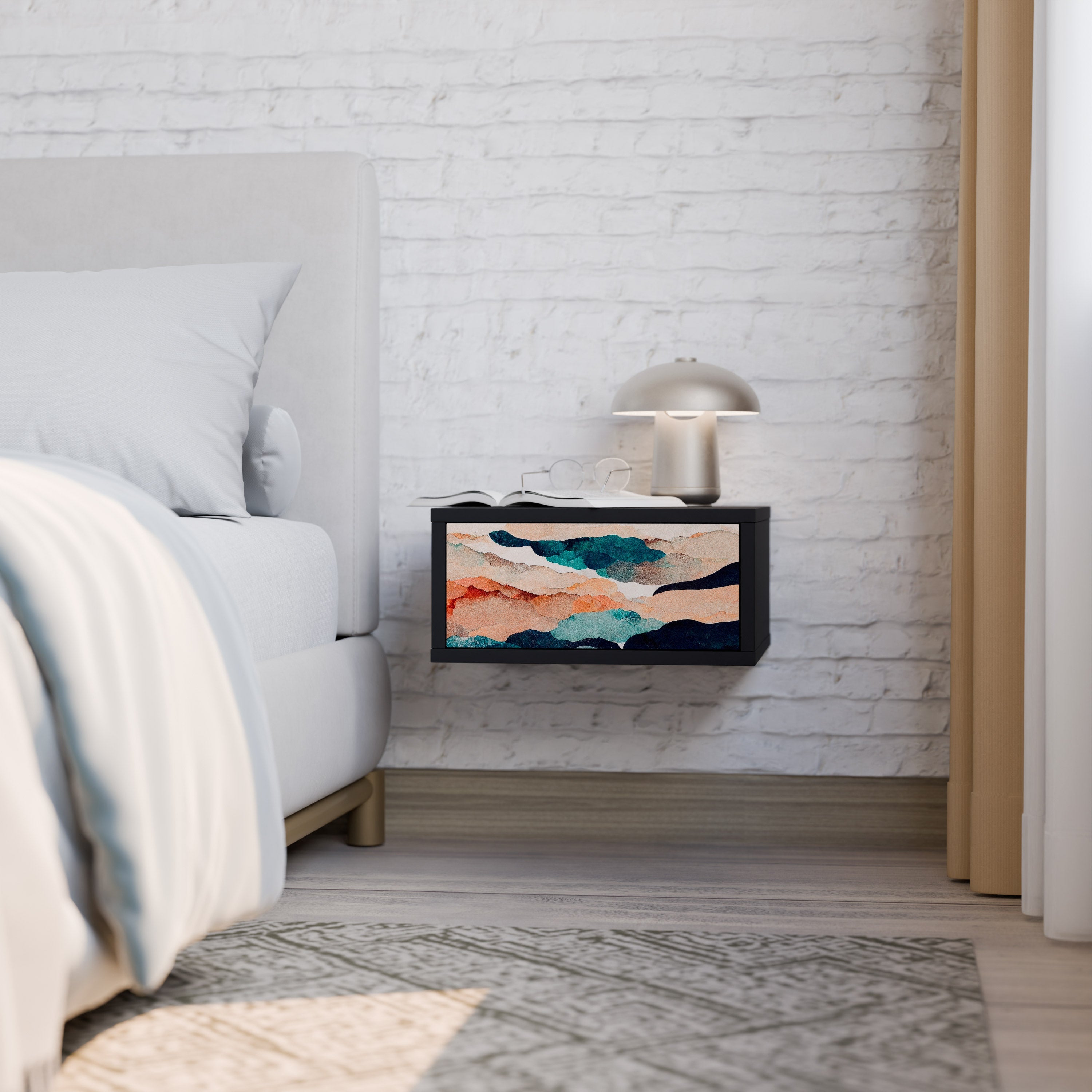 ABSTRACT LANDSCAPE Mesa de Cabeceira em Acabamento Preto