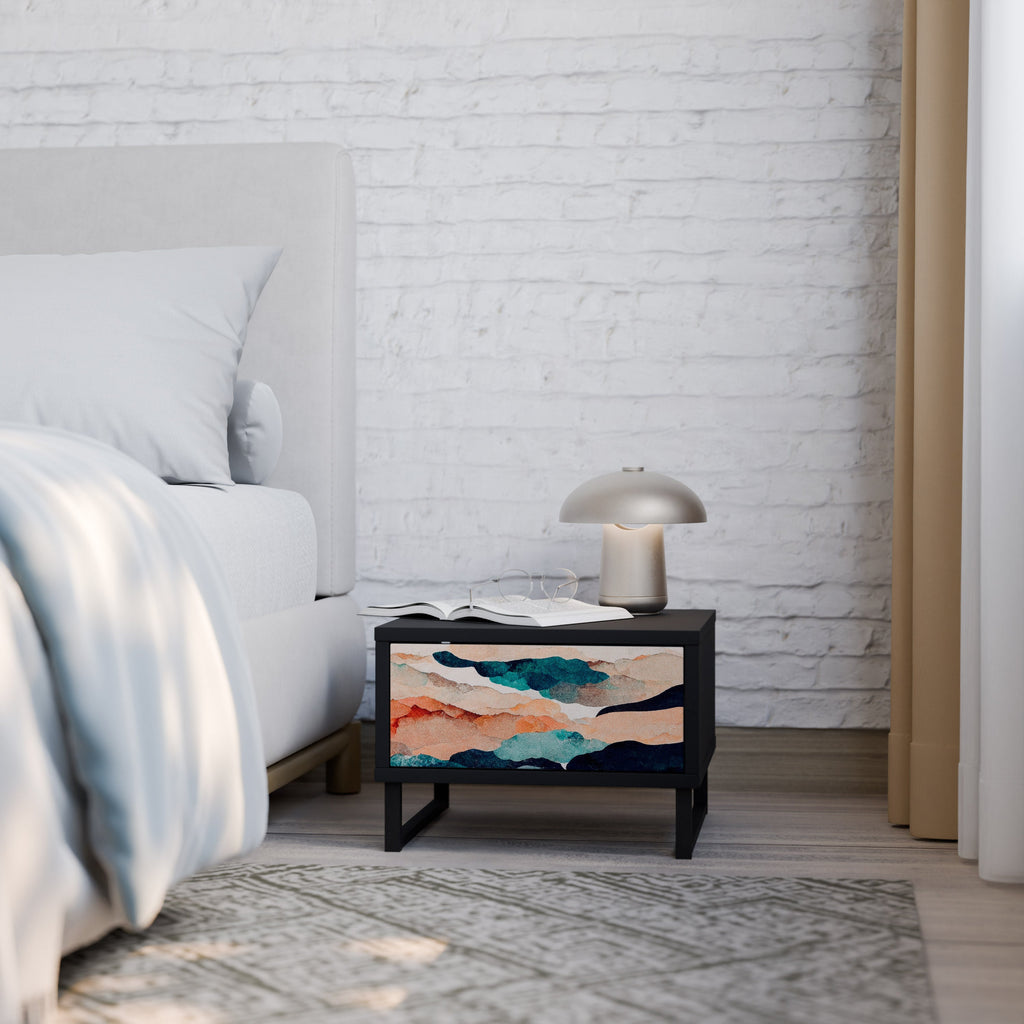 ABSTRACT LANDSCAPE Mesa de Cabeceira em Acabamento Preto