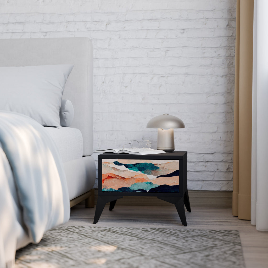 ABSTRACT LANDSCAPE Mesa de Cabeceira em Acabamento Preto