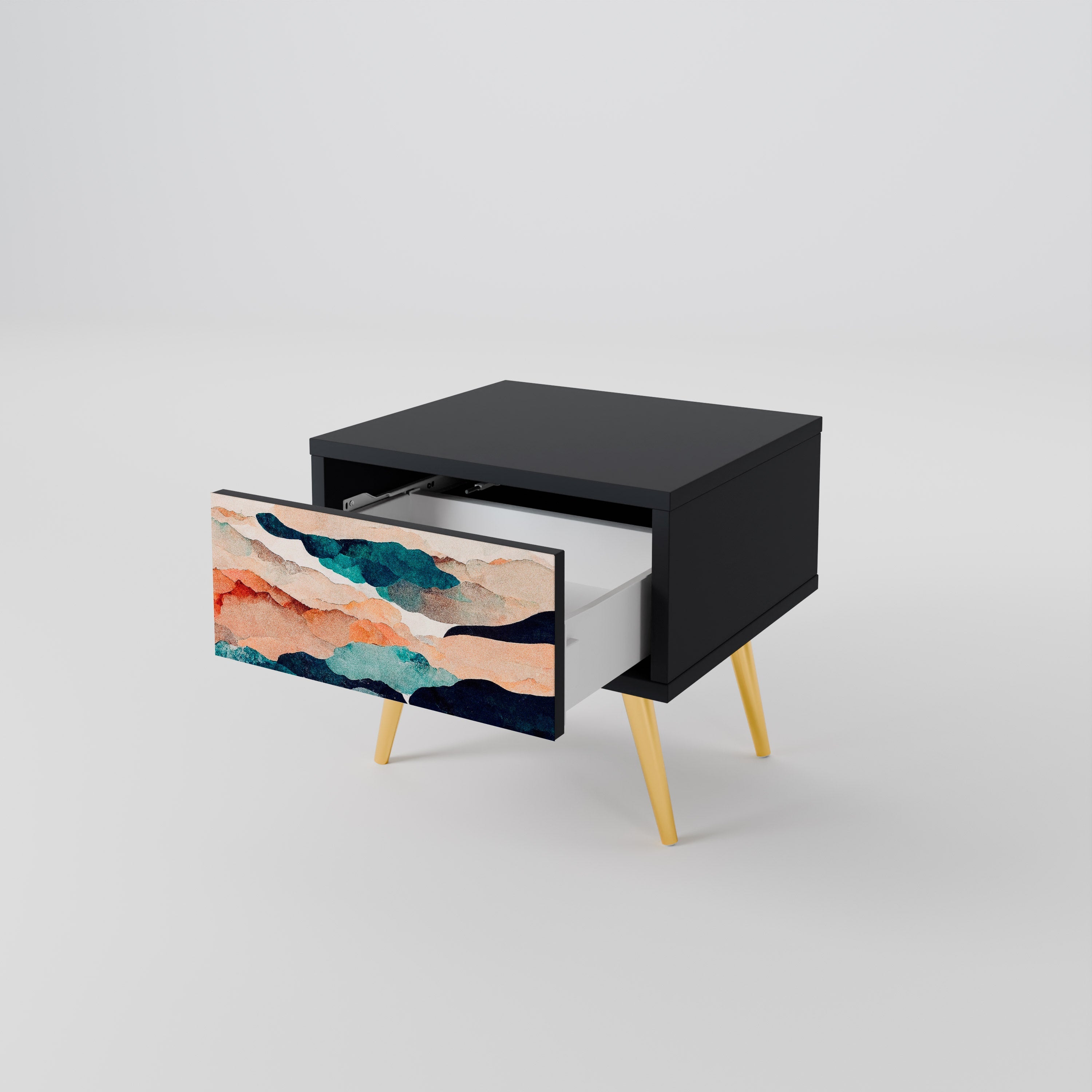 ABSTRACT LANDSCAPE Mesa de Cabeceira em Acabamento Preto
