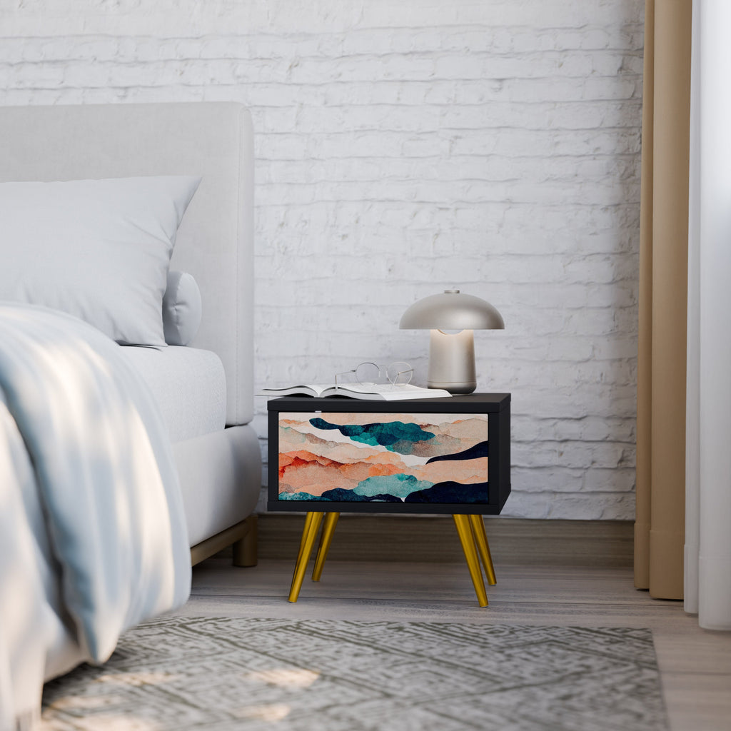 ABSTRACT LANDSCAPE Mesa de Cabeceira em Acabamento Preto