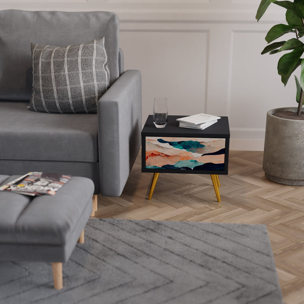 ABSTRACT LANDSCAPE Mesa de Cabeceira em Acabamento Preto