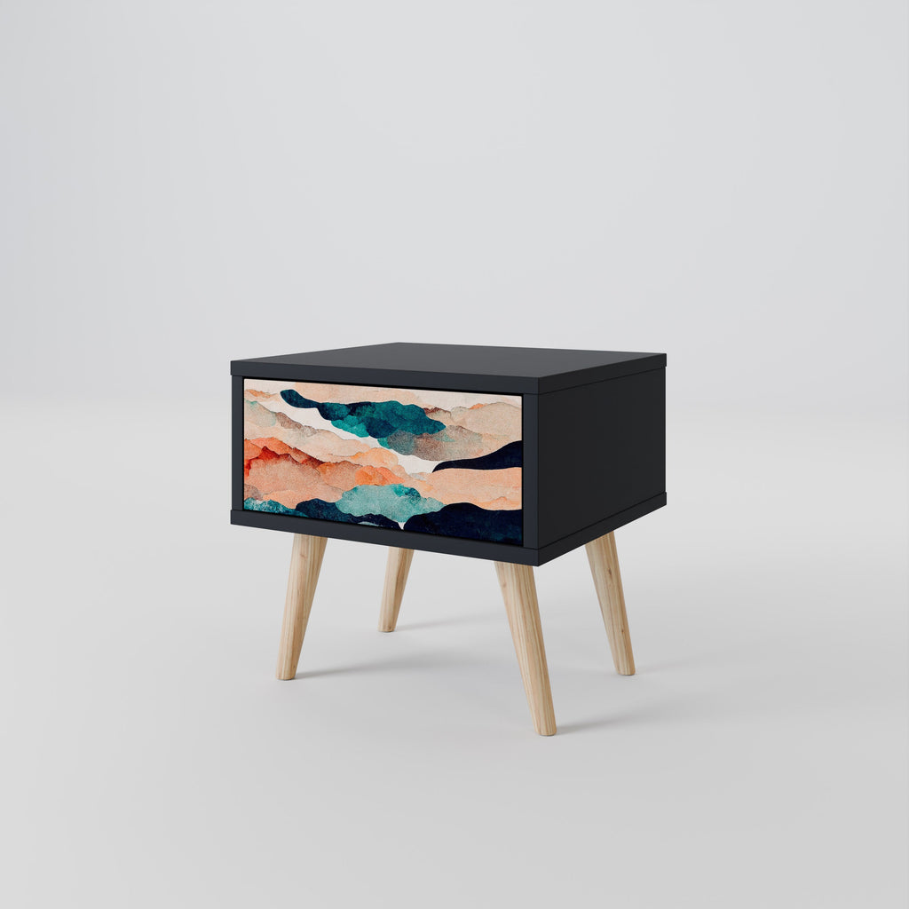 ABSTRACT LANDSCAPE Mesa de Cabeceira em Acabamento Preto