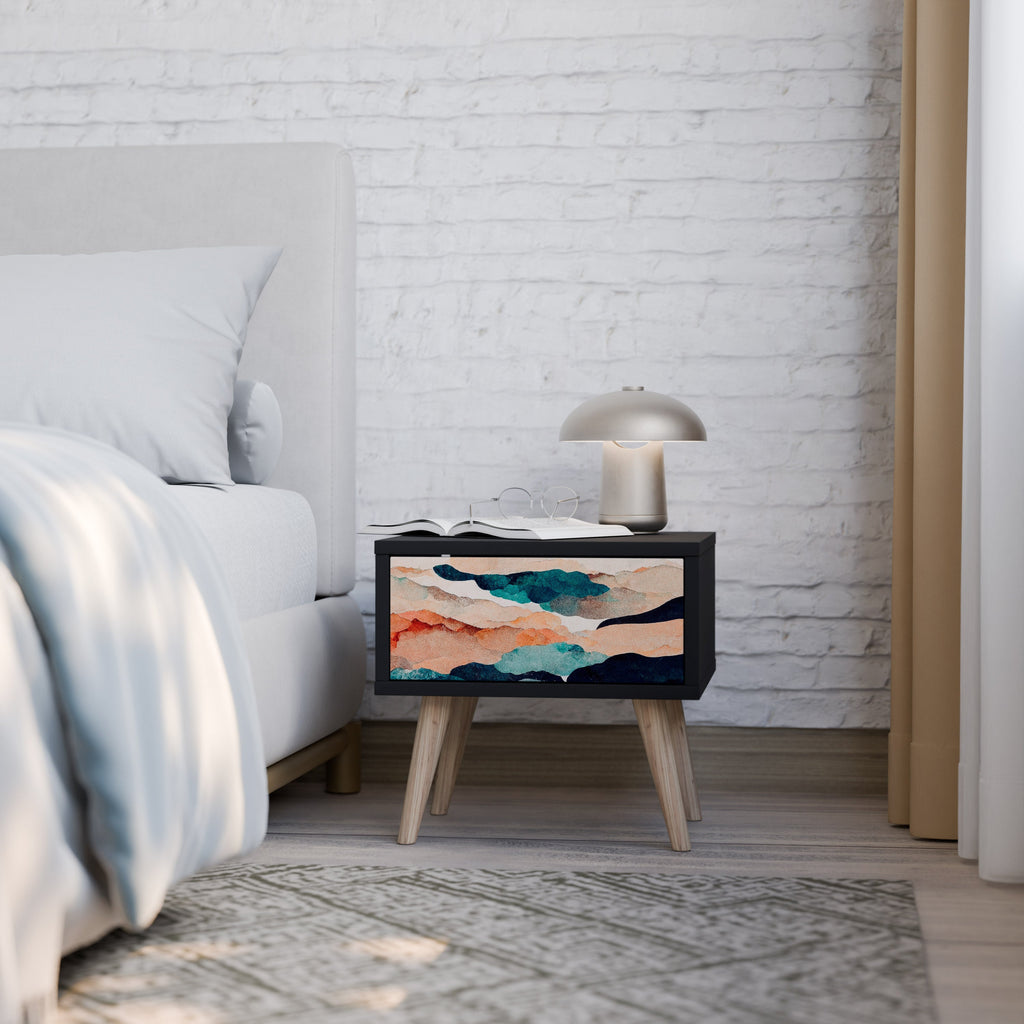 ABSTRACT LANDSCAPE Mesa de Cabeceira em Acabamento Preto