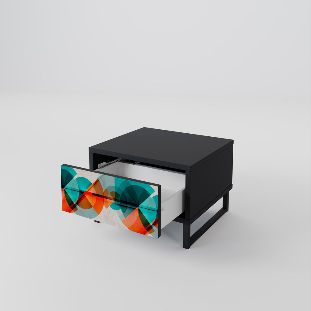 CIRCULAR RHAPSODY Nightstand in Black Finish