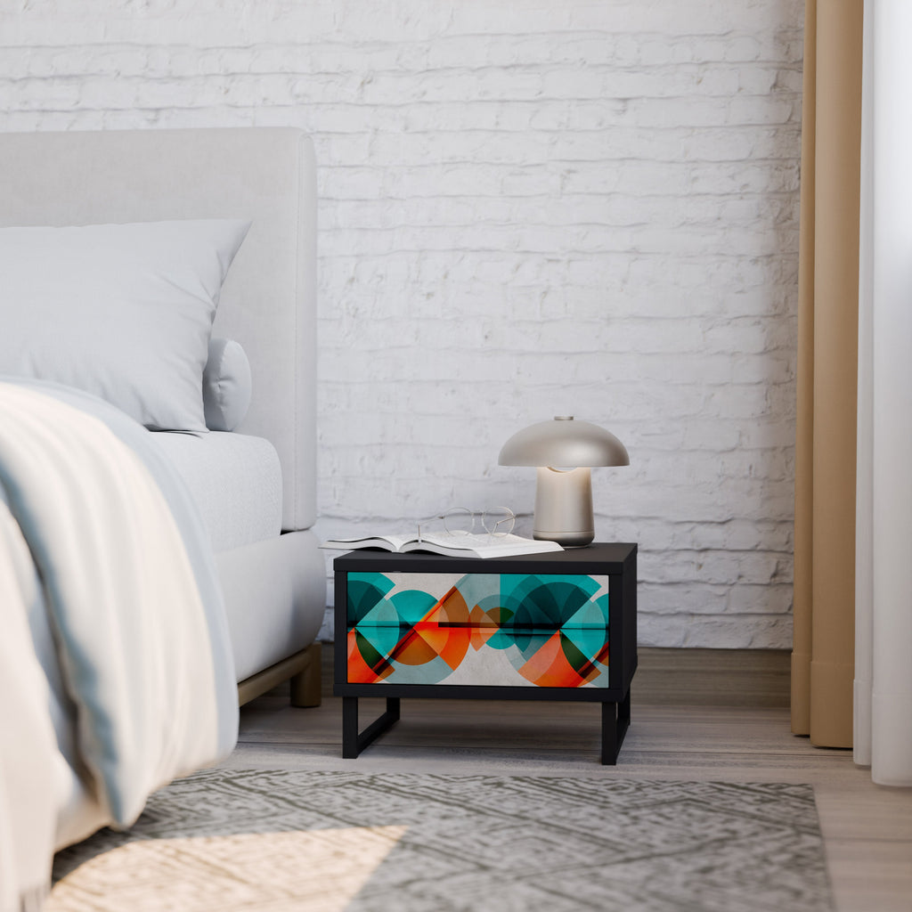 CIRCULAR RHAPSODY Nightstand in Black Finish
