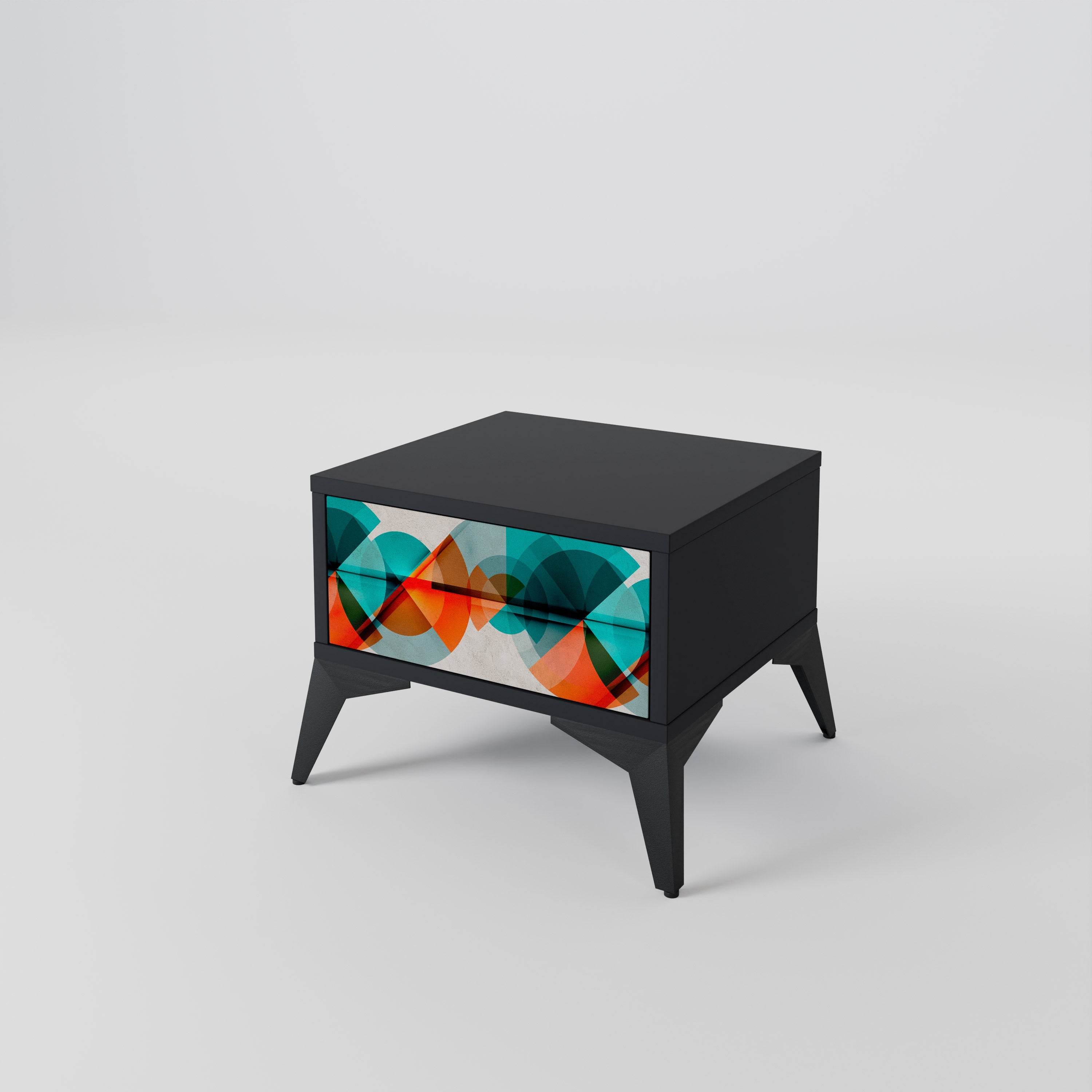 CIRCULAR RHAPSODY Nightstand in Black Finish