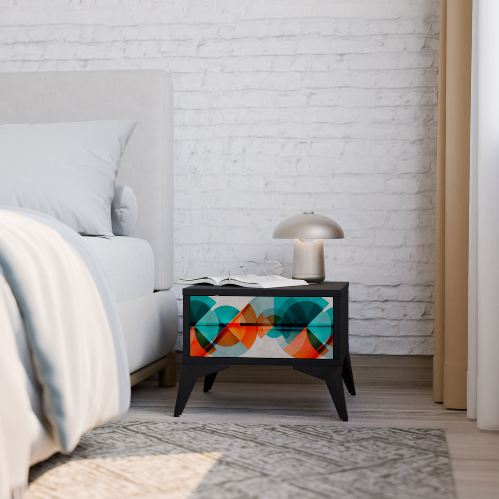 CIRCULAR RHAPSODY Nightstand in Black Finish