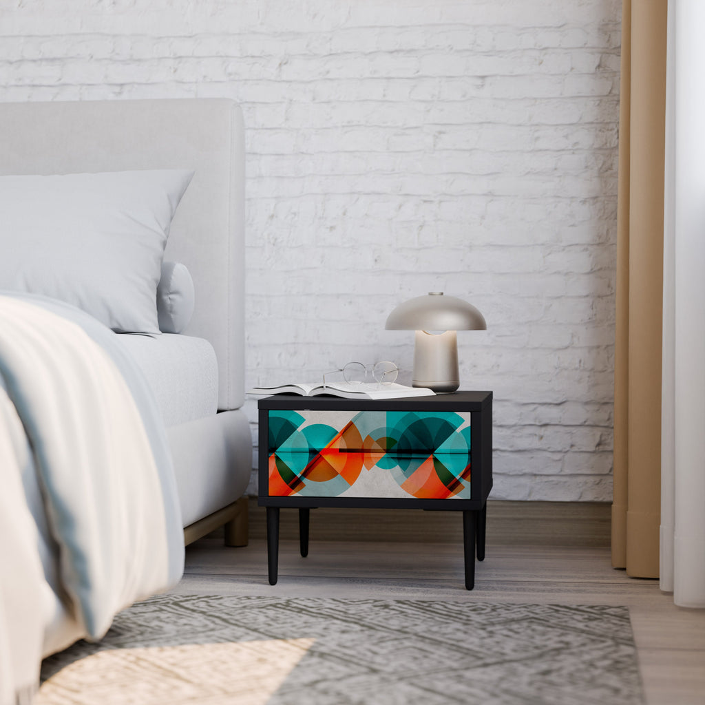 CIRCULAR RHAPSODY Nightstand in Black Finish