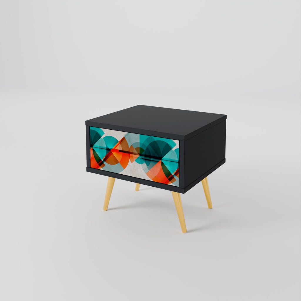 CIRCULAR RHAPSODY Nightstand in Black Finish