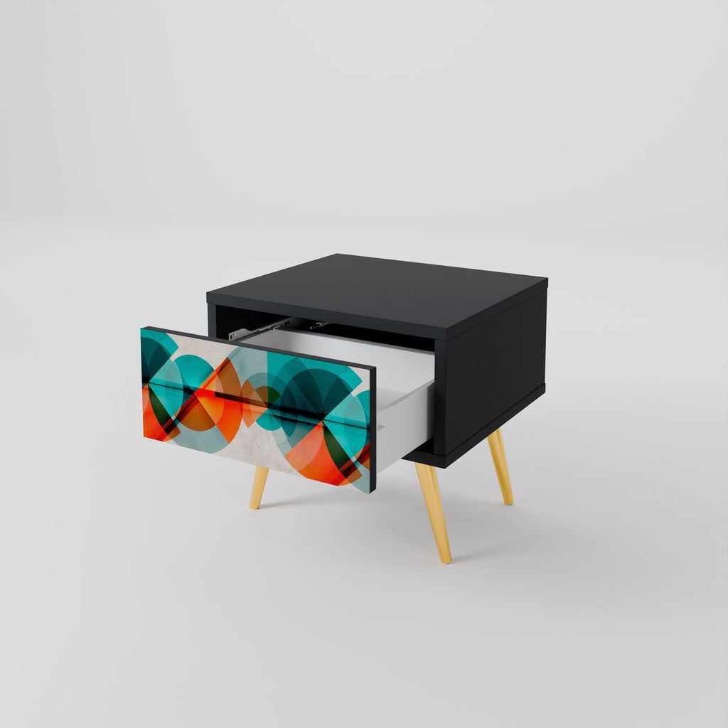 CIRCULAR RHAPSODY Nightstand in Black Finish