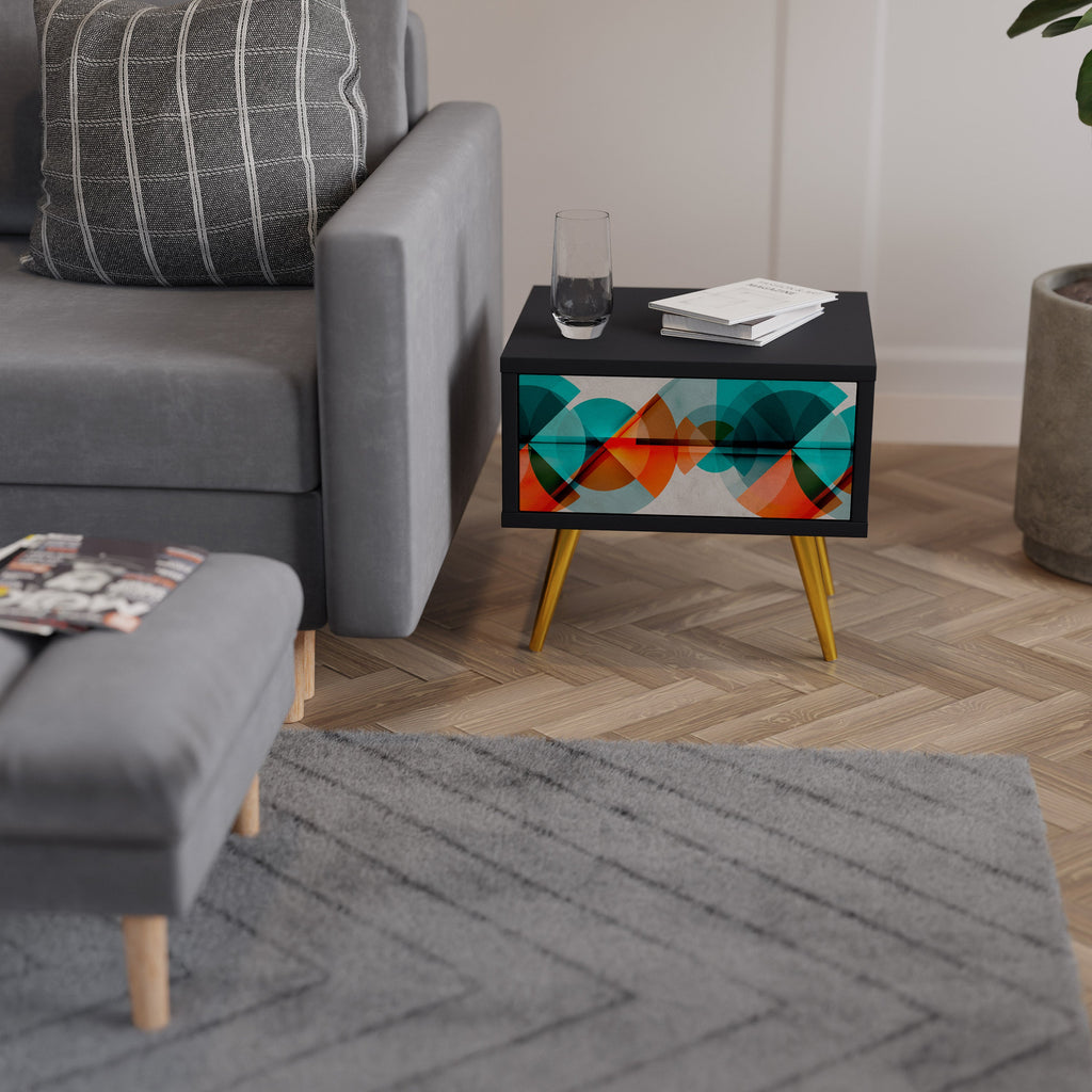 CIRCULAR RHAPSODY Nightstand in Black Finish