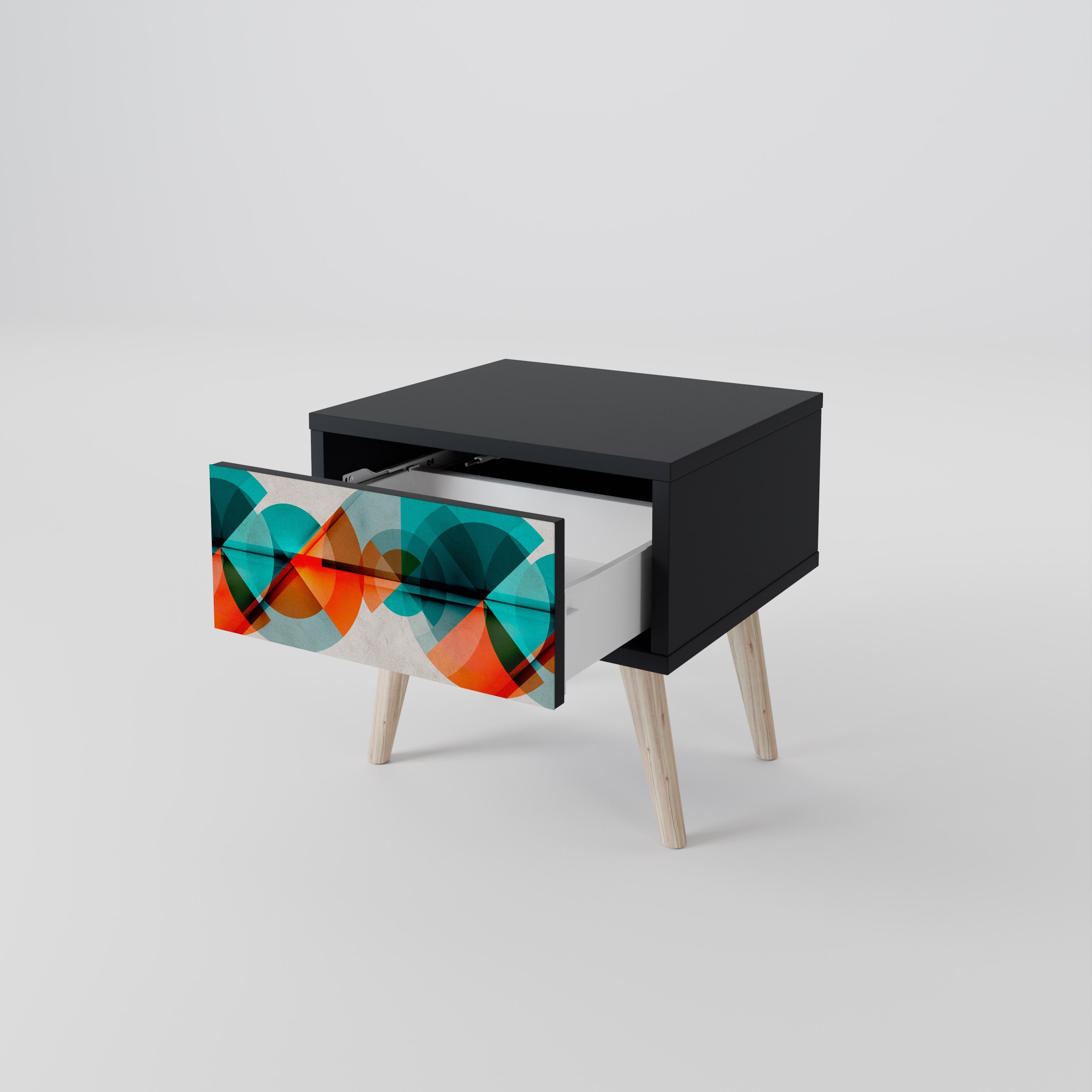 CIRCULAR RHAPSODY Nightstand in Black Finish