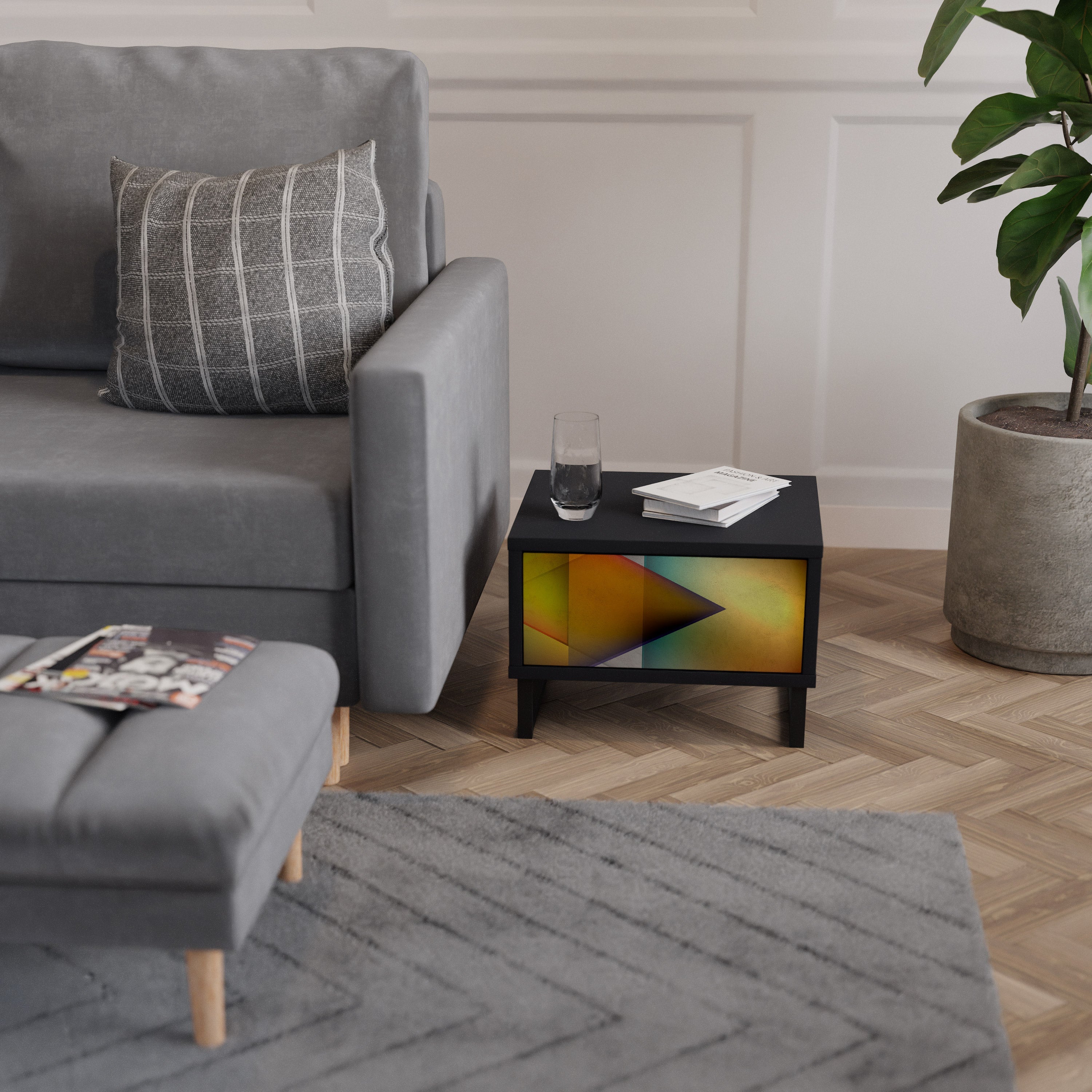 PIERCING SHARPNESS Mesa de Cabeceira em Acabamento Preto