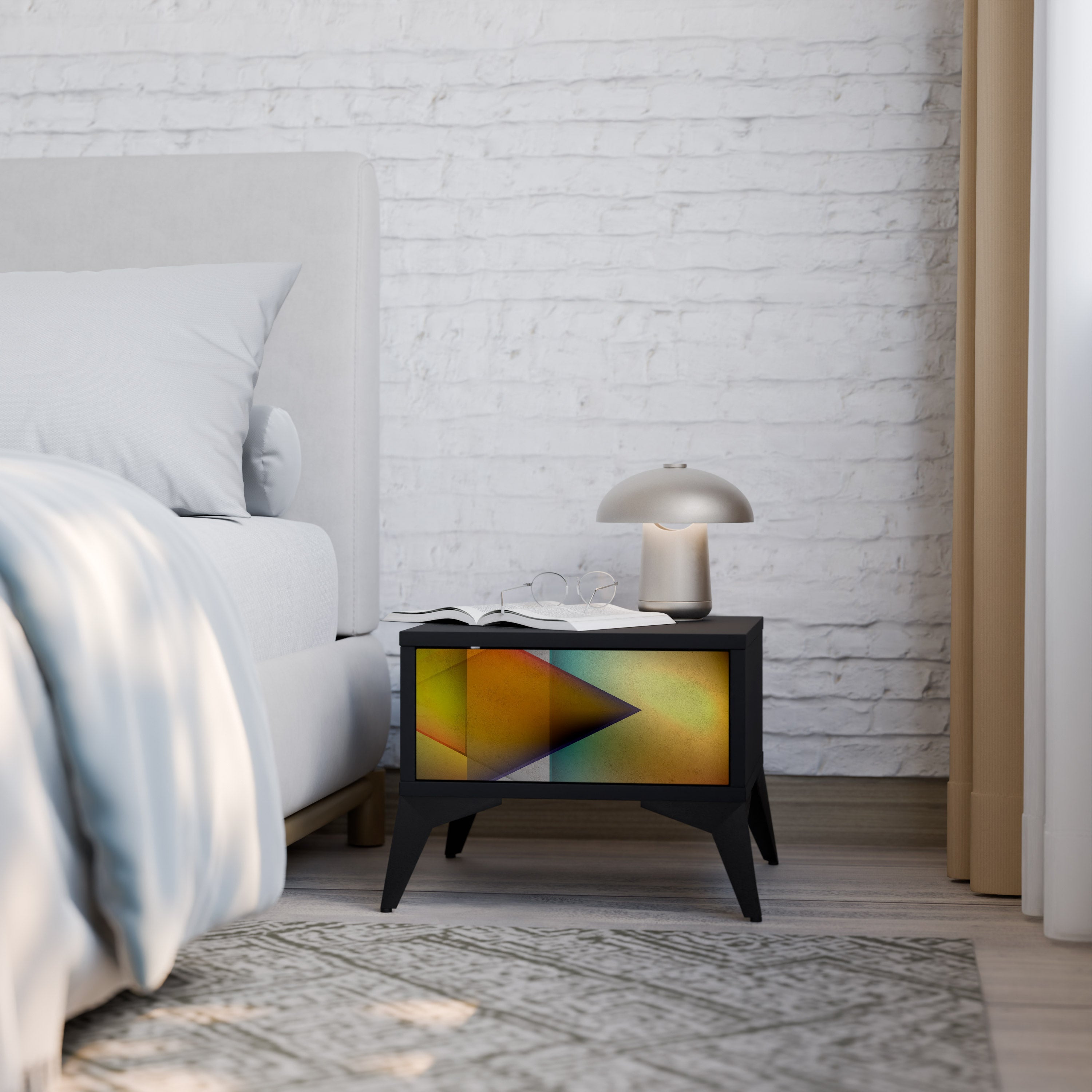 PIERCING SHARPNESS Mesa de Cabeceira em Acabamento Preto