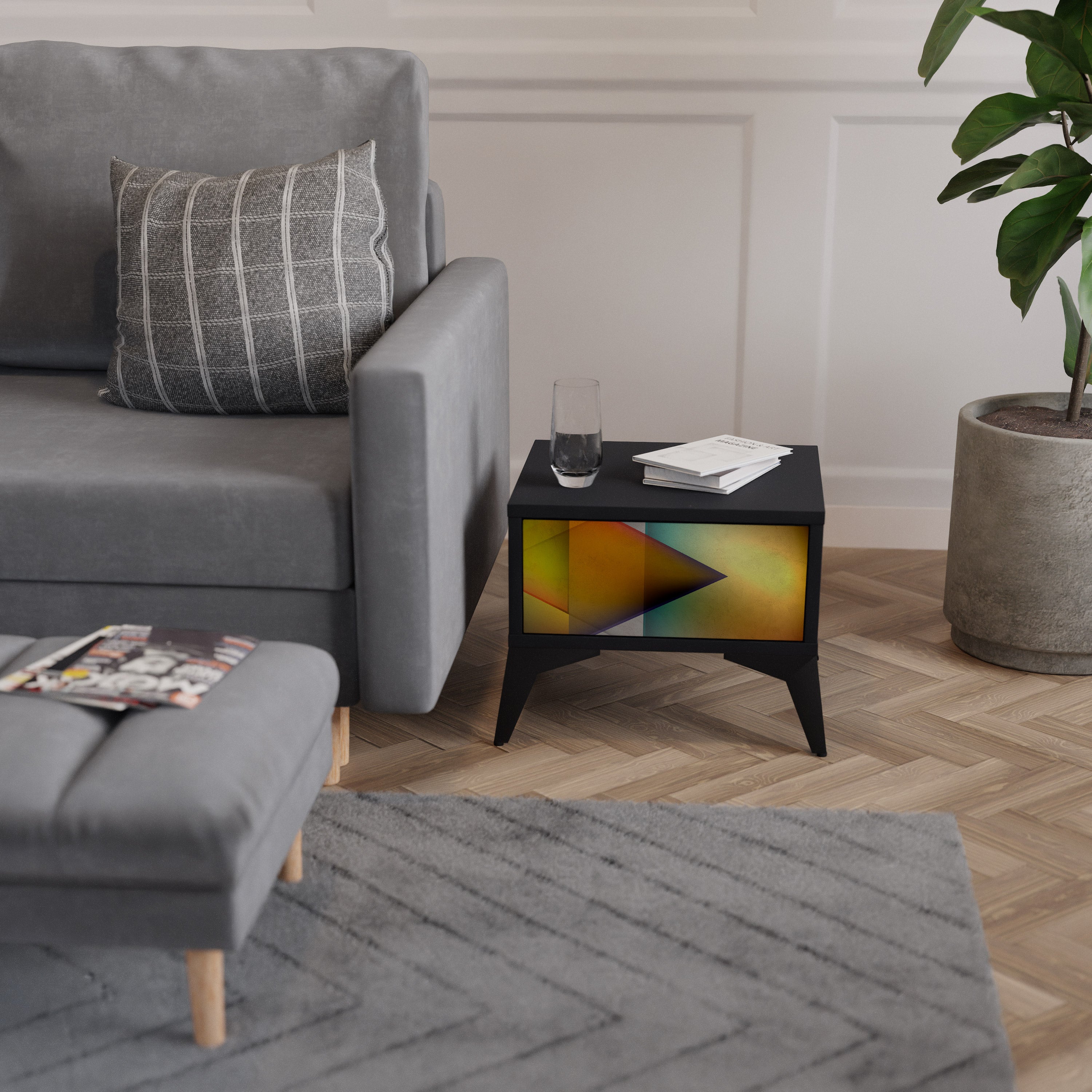 PIERCING SHARPNESS Mesa de Cabeceira em Acabamento Preto