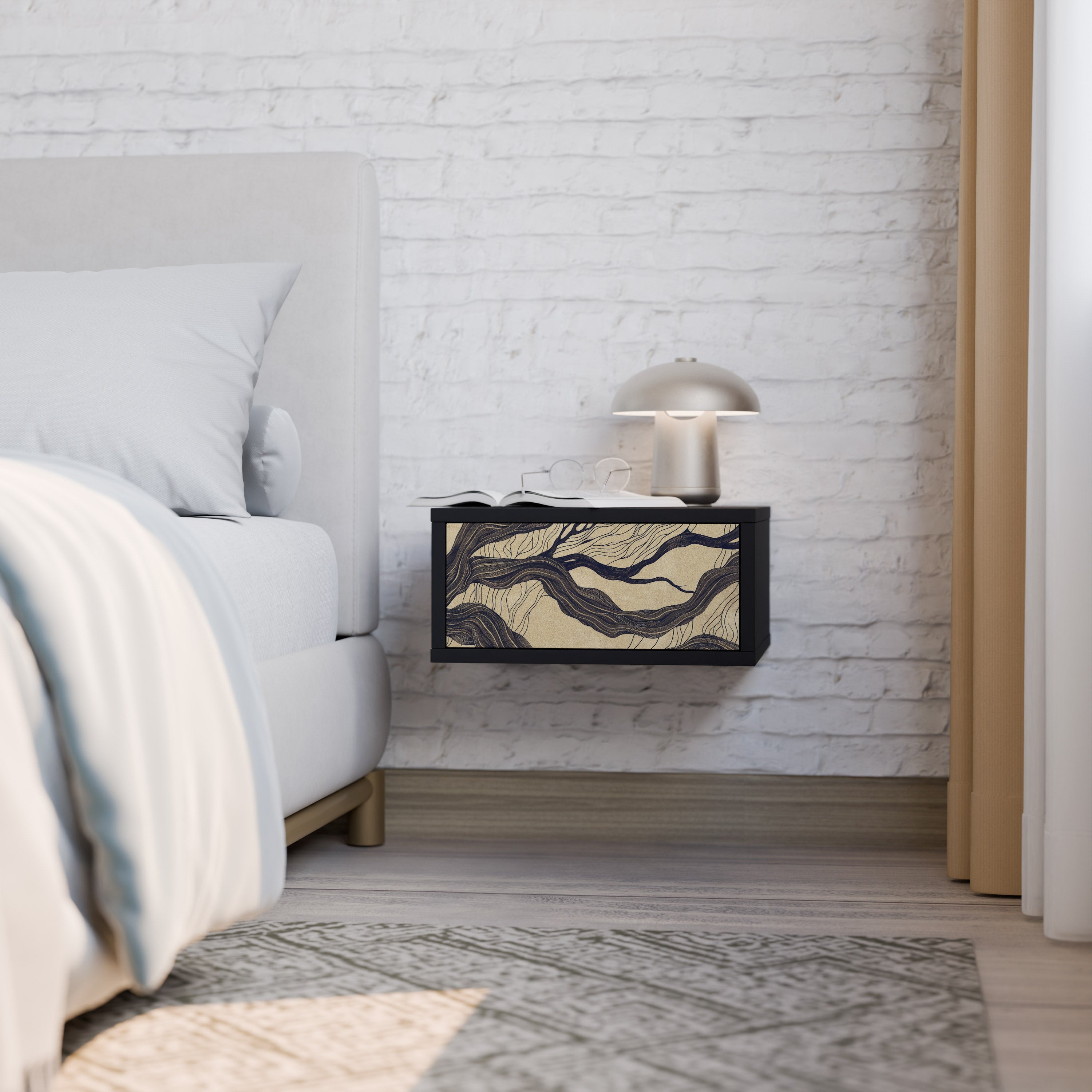 UNIFIED FRAGMENTS Mesa de Cabeceira em Acabamento Preto