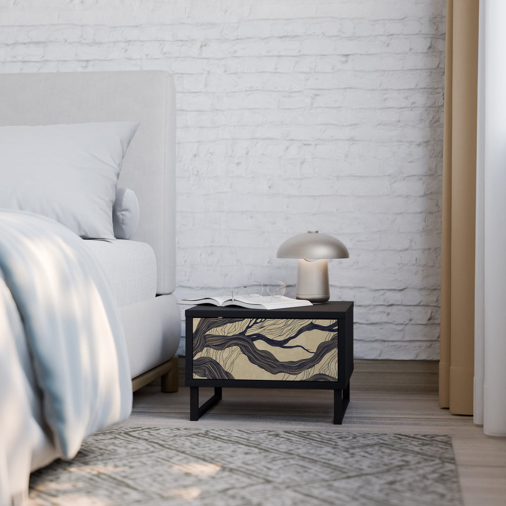 UNIFIED FRAGMENTS Mesa de Cabeceira em Acabamento Preto