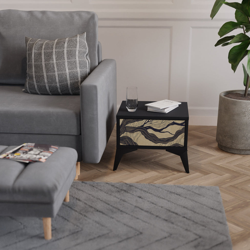 UNIFIED FRAGMENTS Mesa de Cabeceira em Acabamento Preto