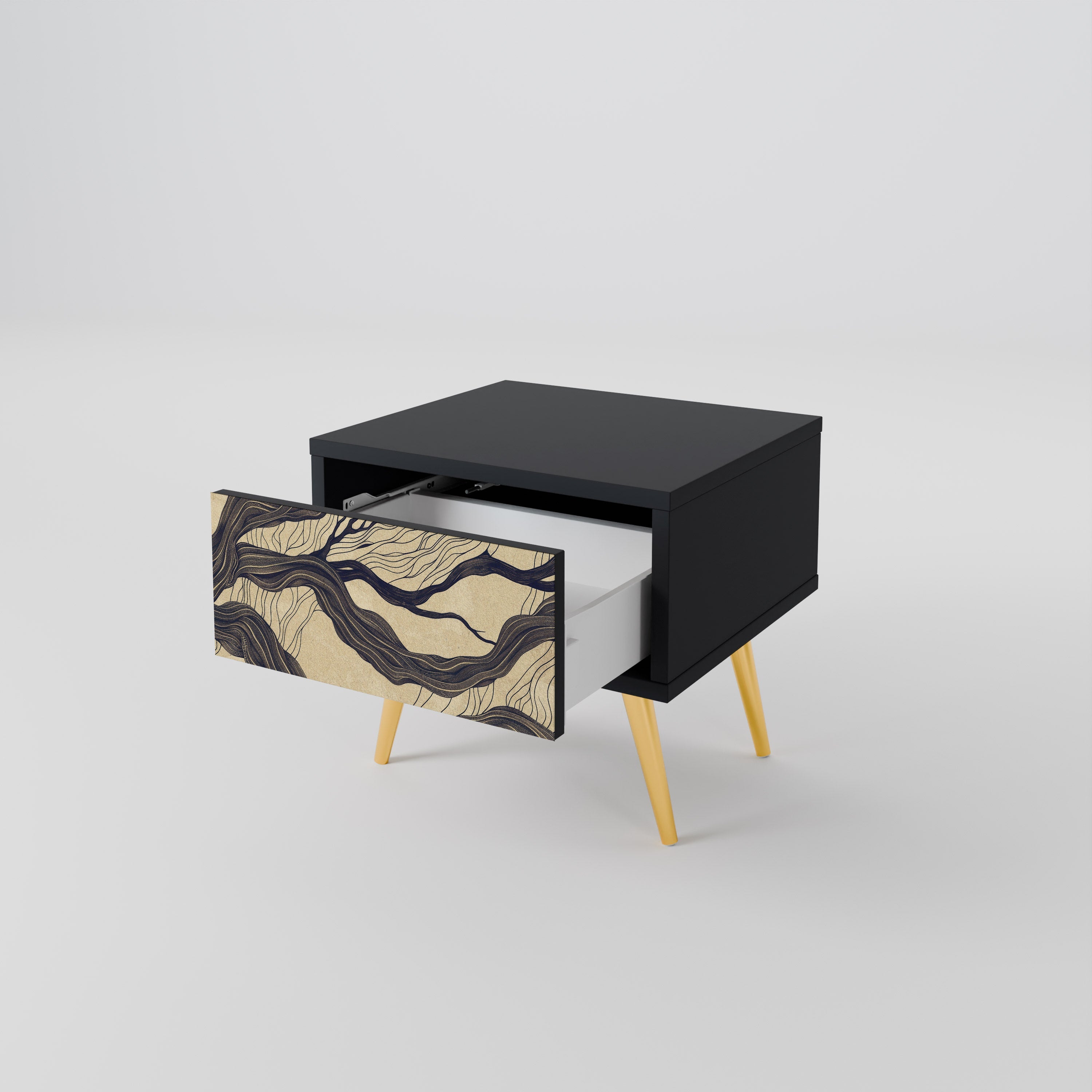 UNIFIED FRAGMENTS Mesa de Cabeceira em Acabamento Preto