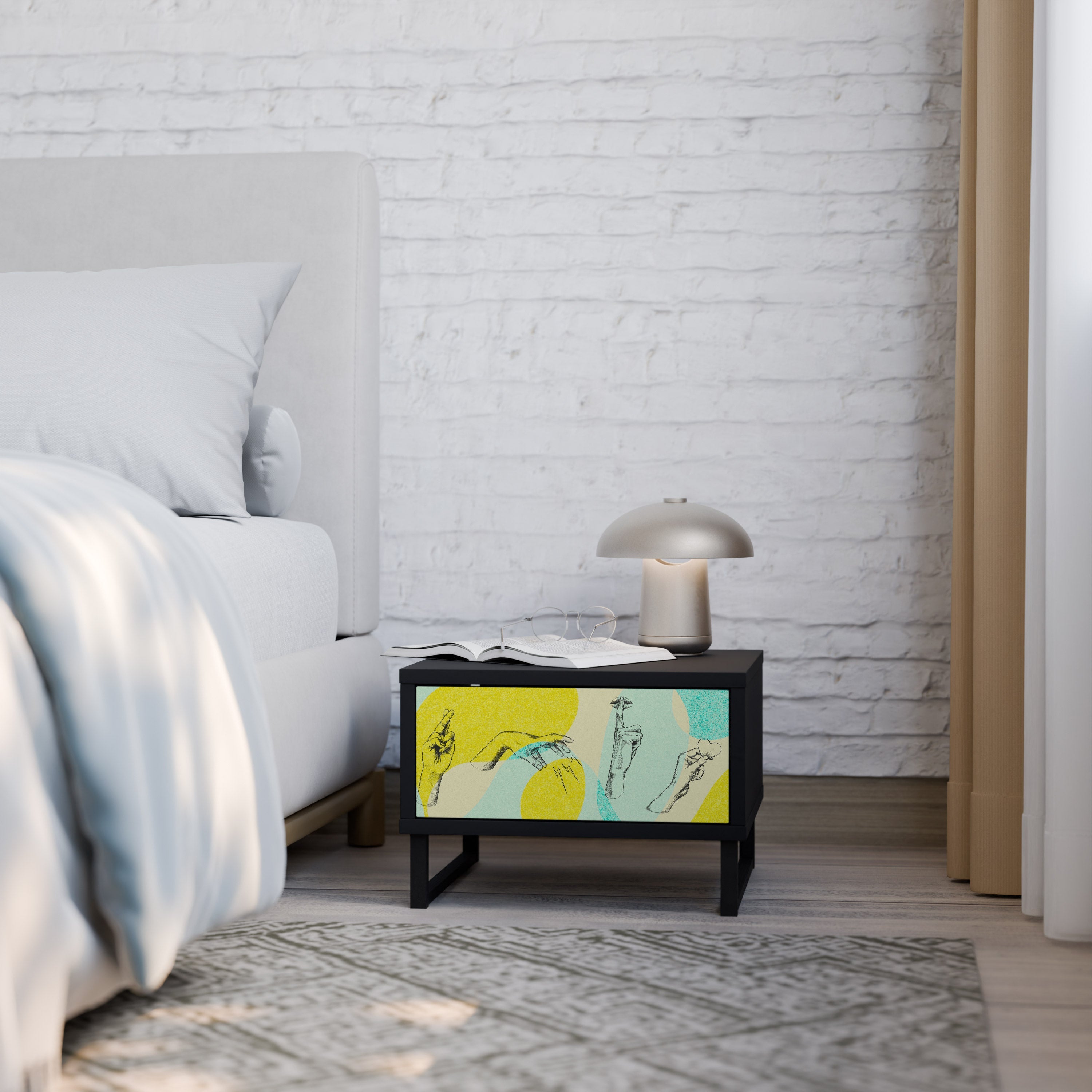 BODY LANGUAGE Mesa de Cabeceira em Acabamento Preto