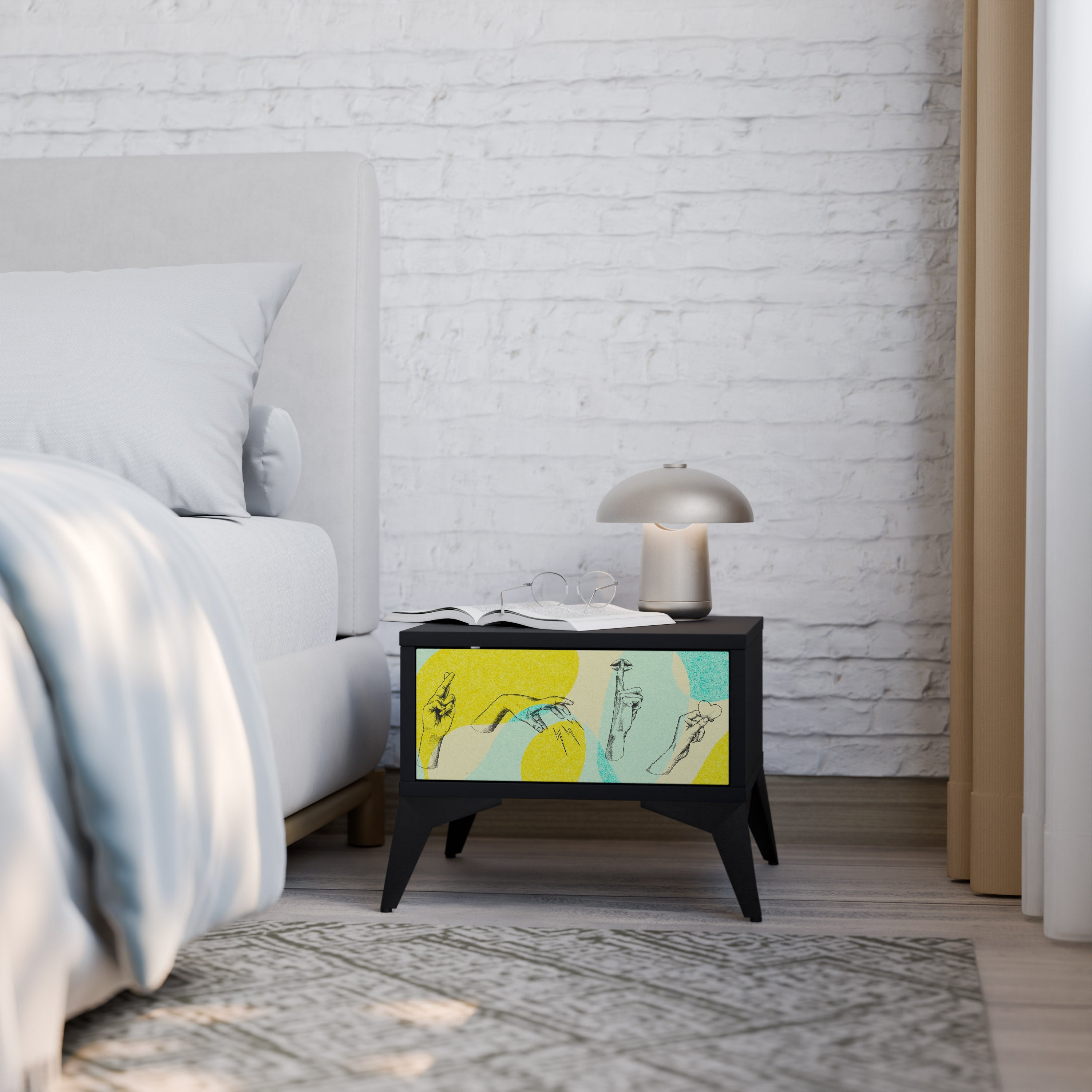 BODY LANGUAGE Nightstand in Black Finish