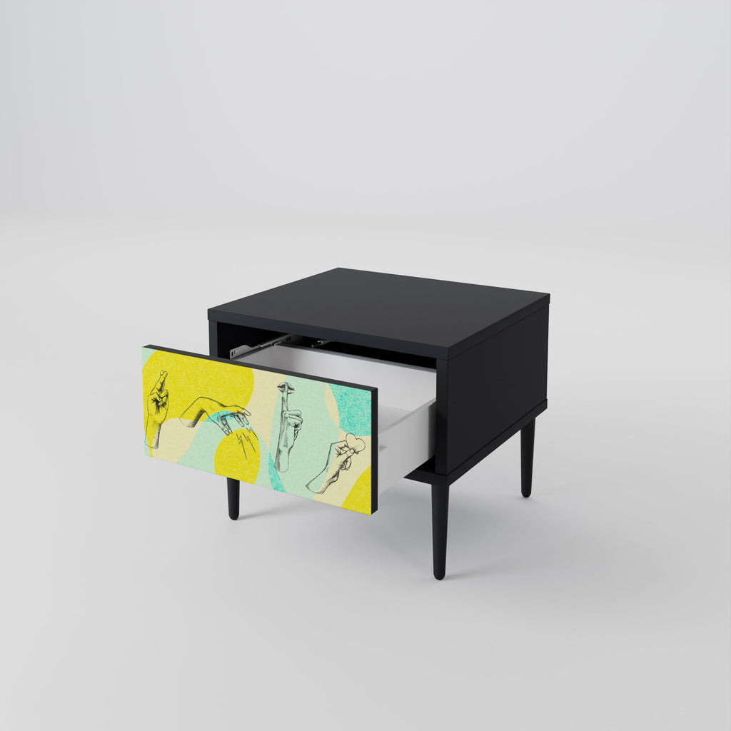 BODY LANGUAGE Nightstand in Black Finish