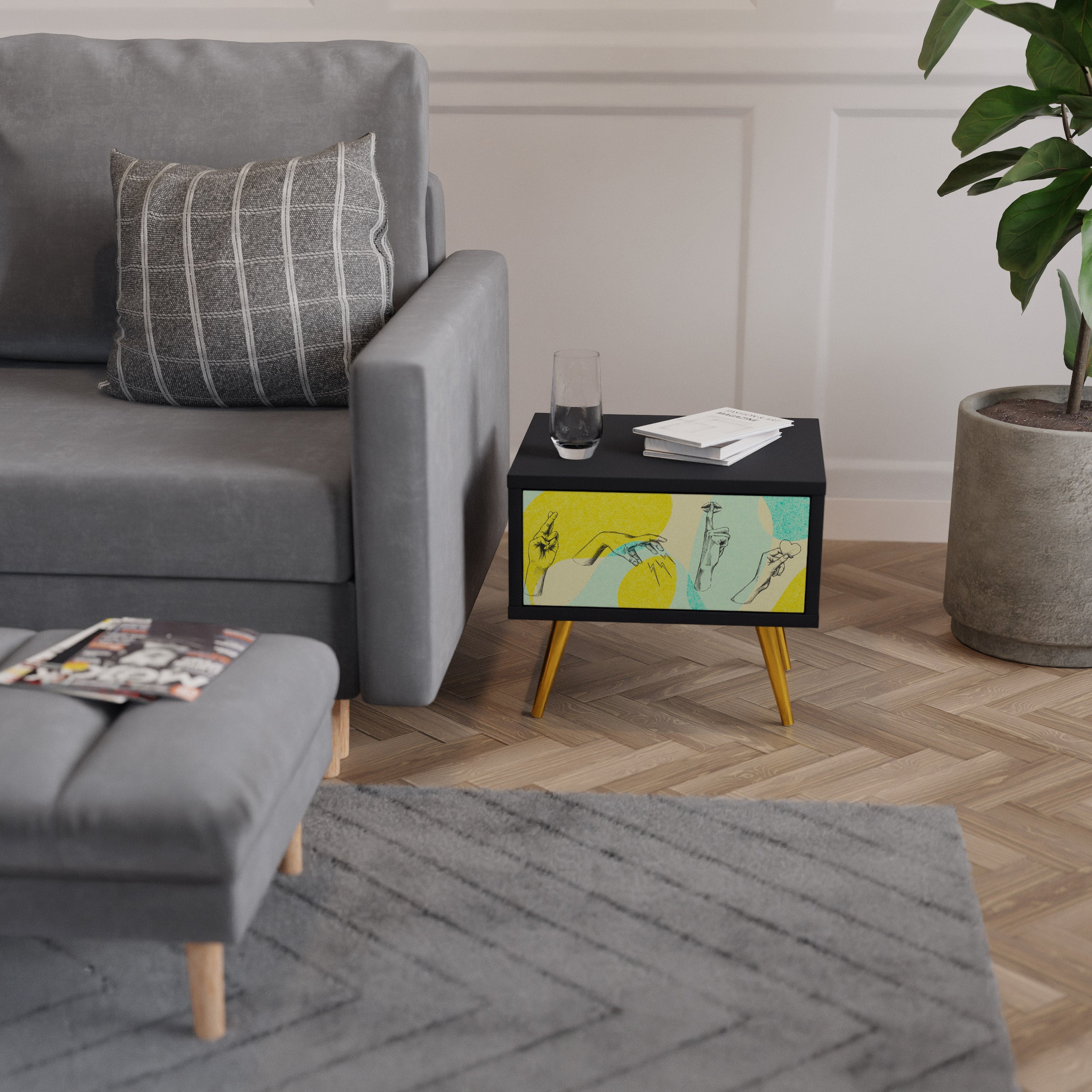 BODY LANGUAGE Nightstand in Black Finish