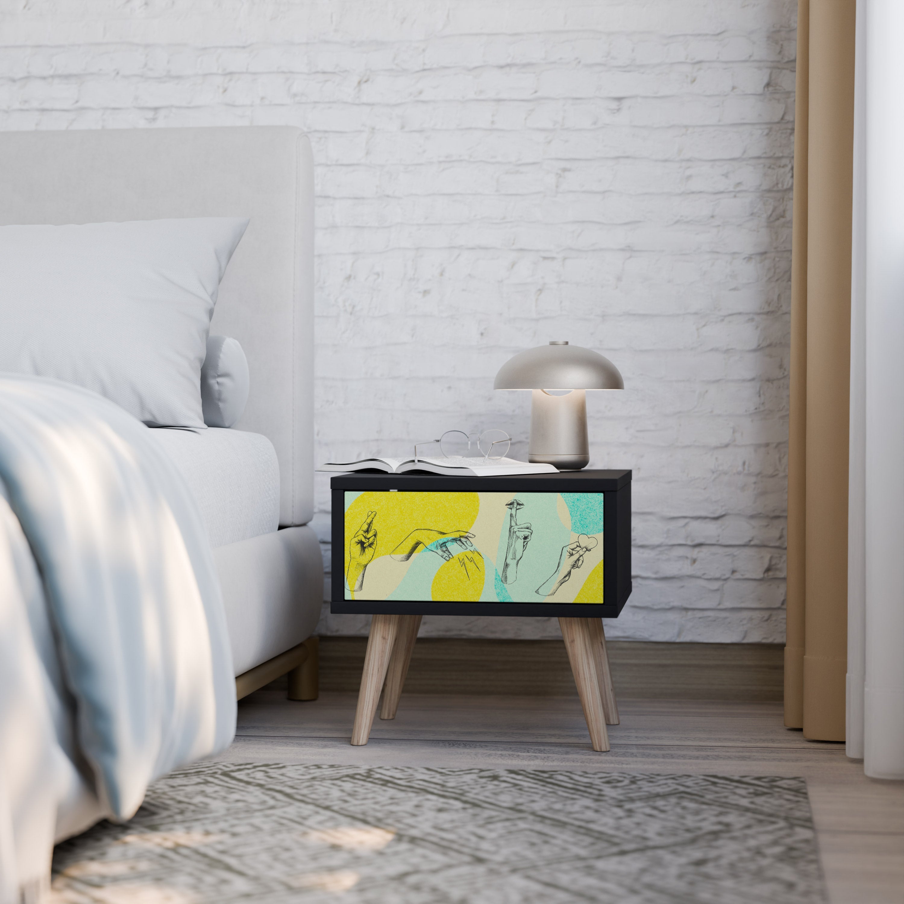 BODY LANGUAGE Nightstand in Black Finish