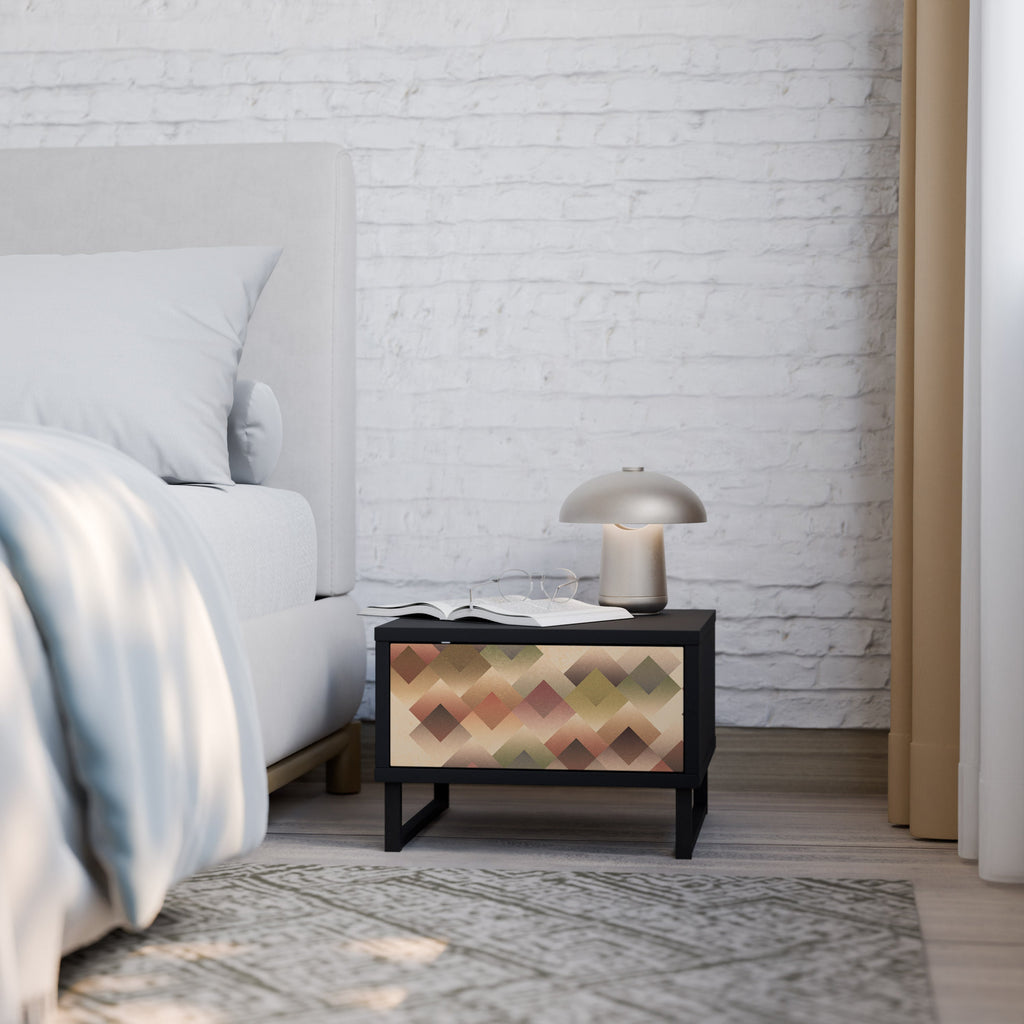 GEOMETRIC FUSION Nightstand in Black Finish
