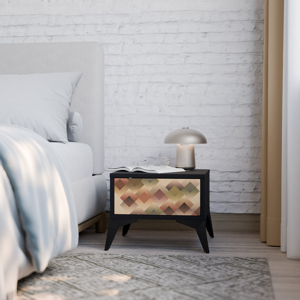 GEOMETRIC FUSION Nightstand in Black Finish