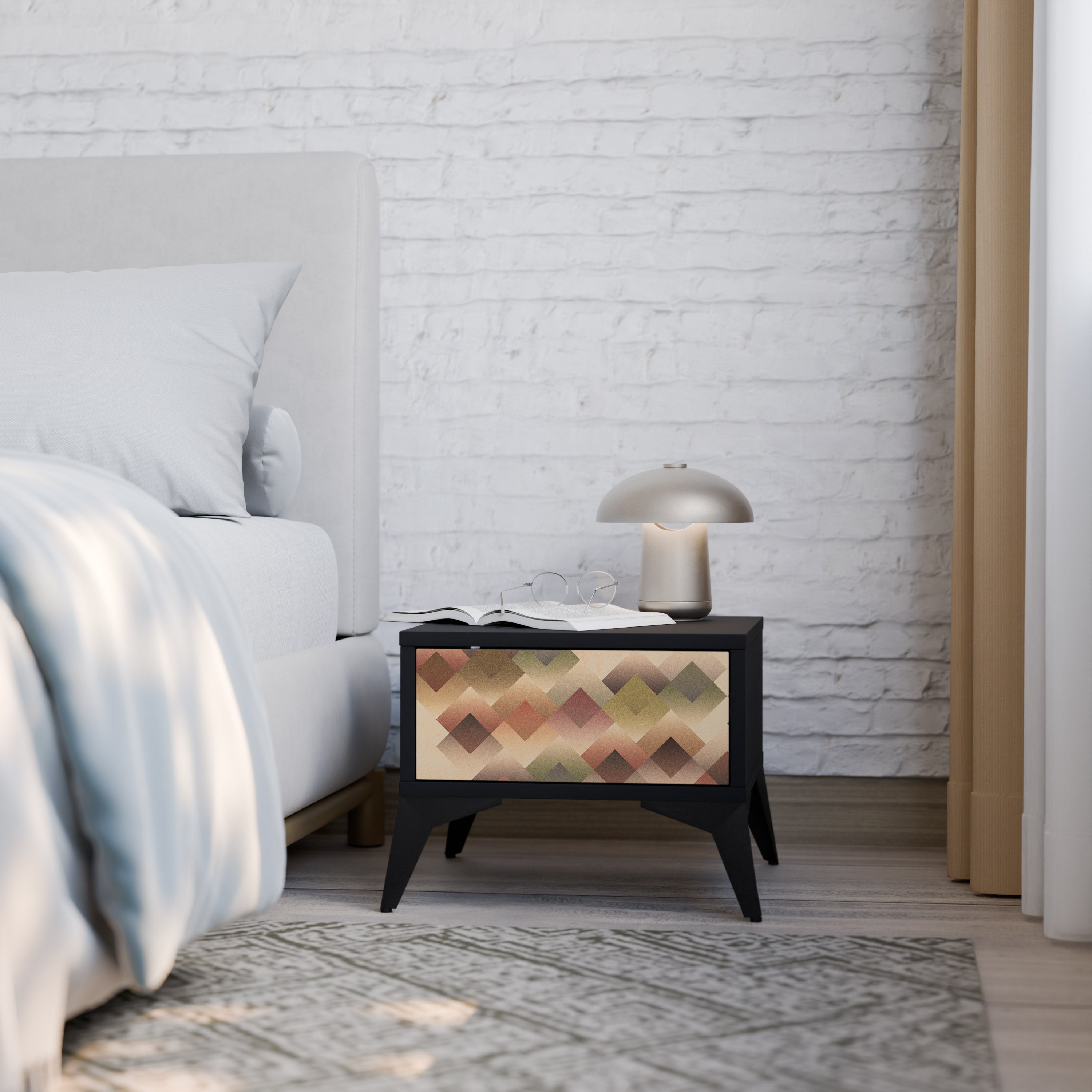 GEOMETRIC FUSION Nightstand in Black Finish