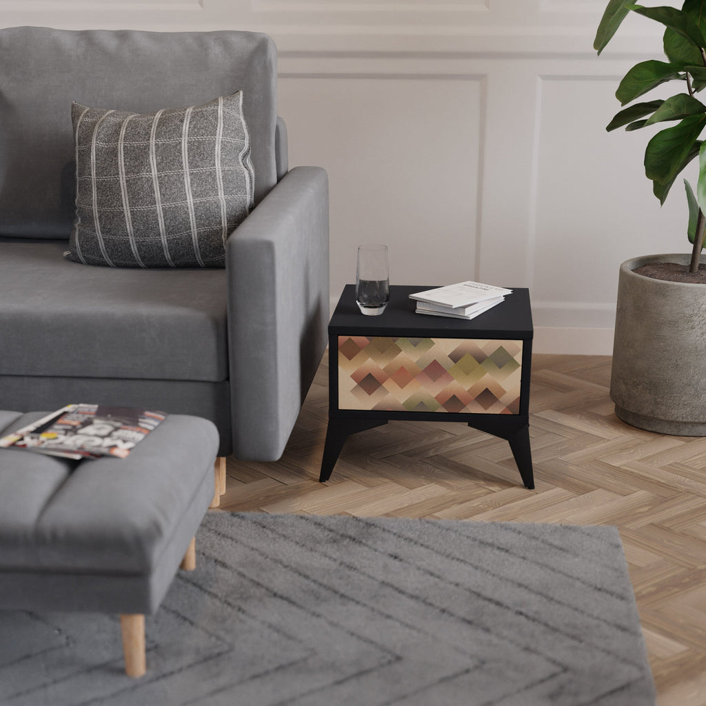 GEOMETRIC FUSION Nightstand in Black Finish