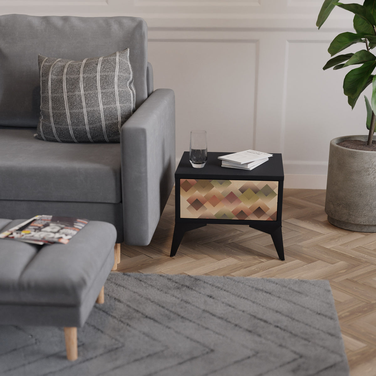 GEOMETRIC FUSION Mesa de Cabeceira com Gaveta