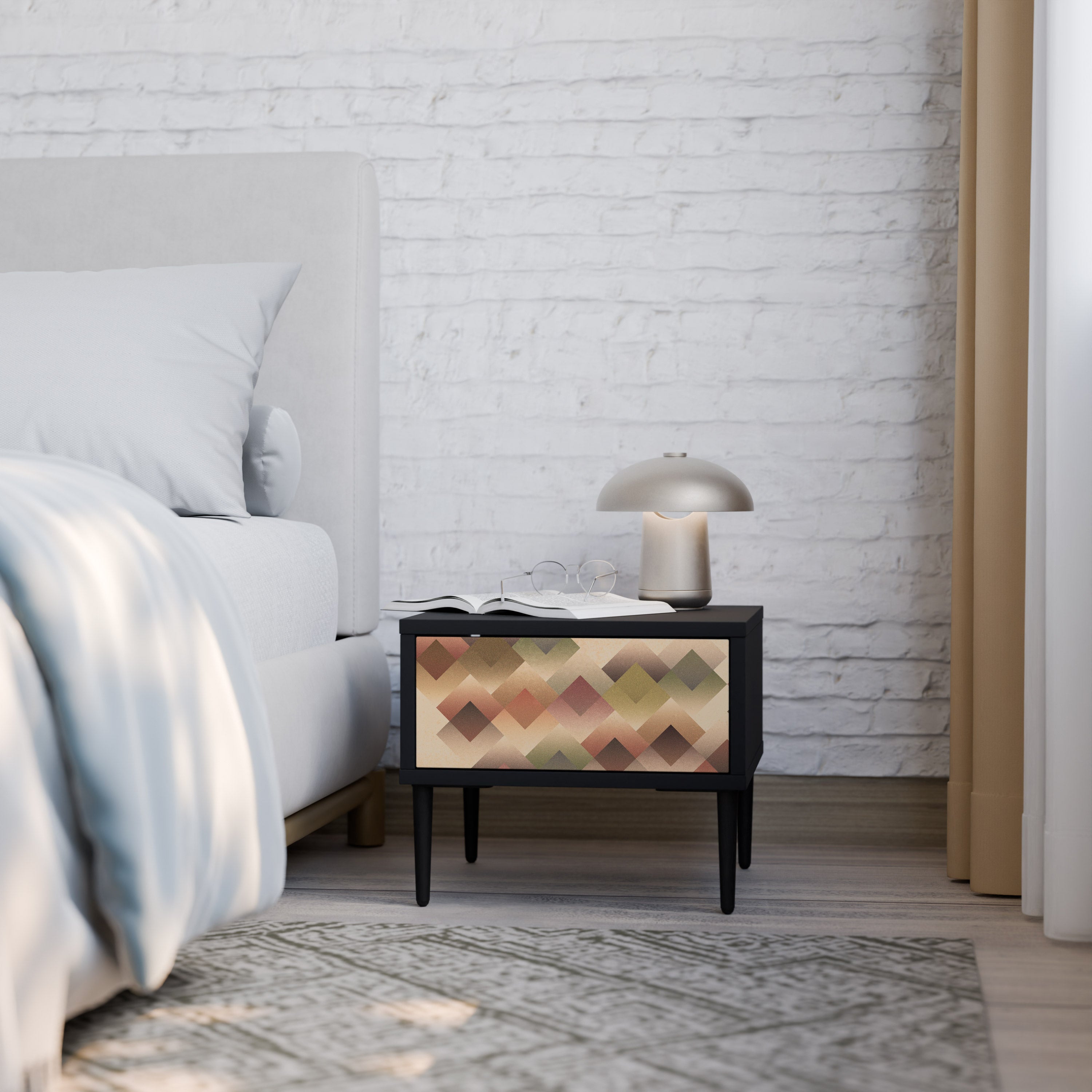 GEOMETRIC FUSION Nightstand in Black Finish